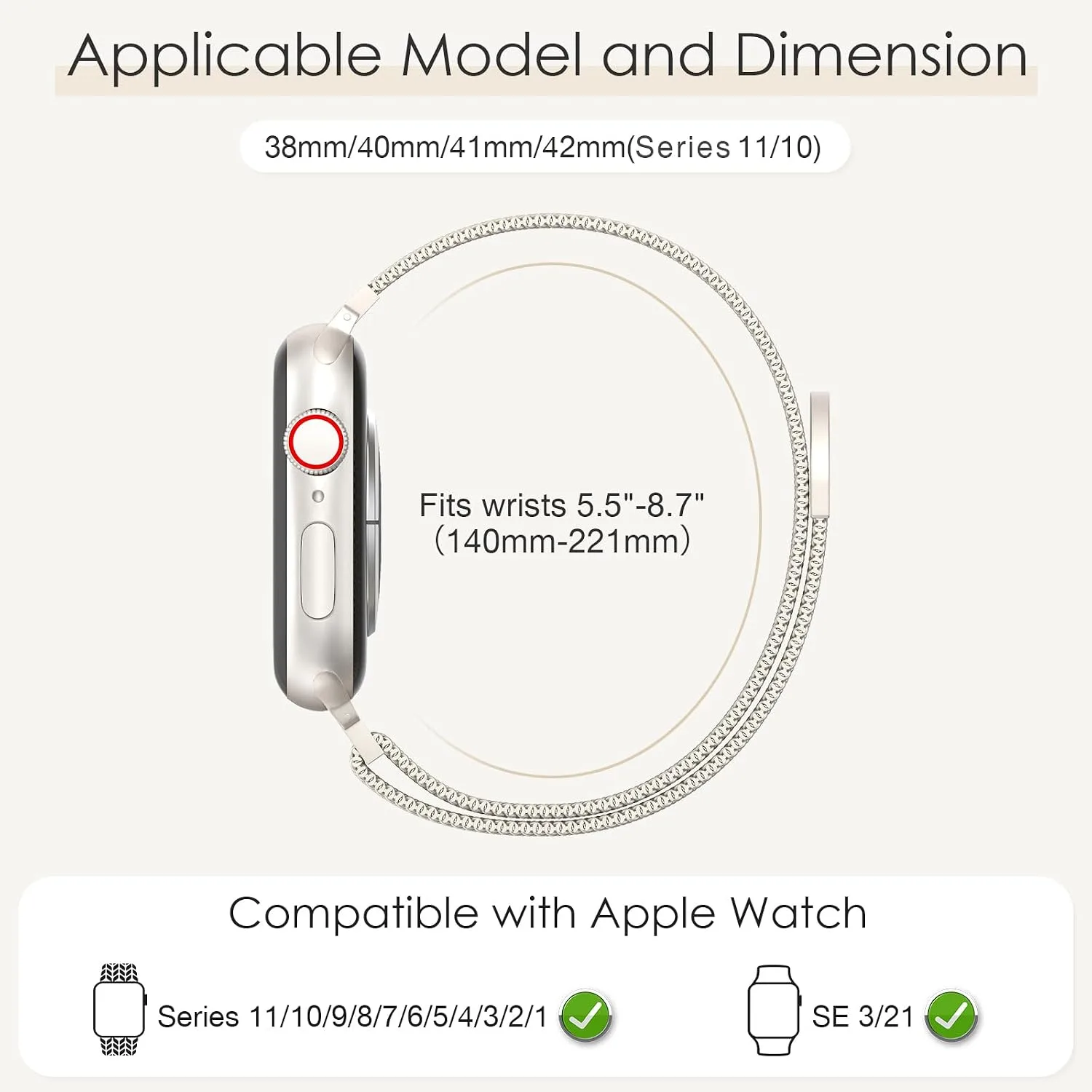 3 Pack Mesh Loop Compatible with Apple Watch Bands for Women Men