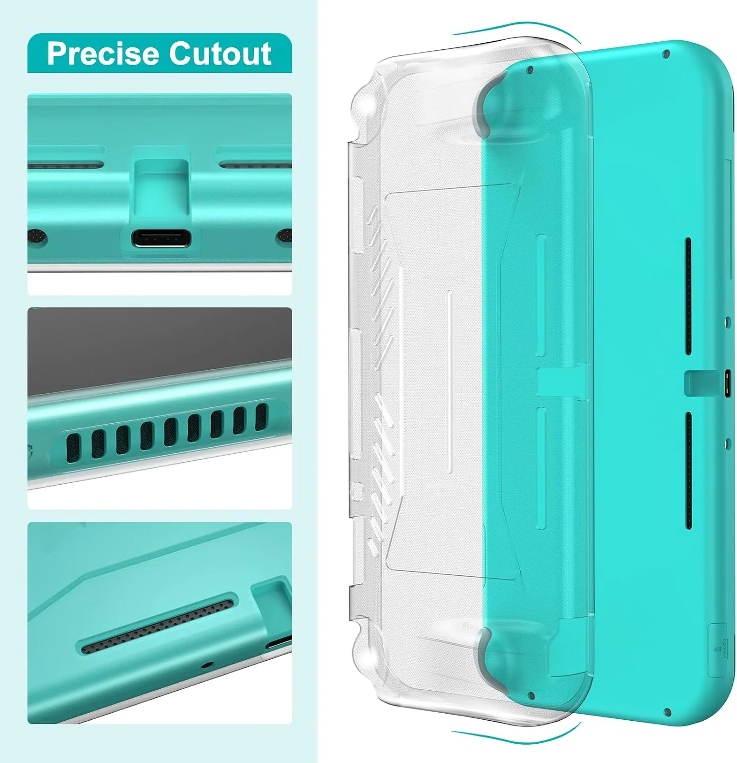 innoAura Switch Lite Case 18-in-1 Accessories Bundle for NS Switch Lite (2019), with Protective Carrying Case, Game Holder, Screen Protector & Cute Thumb Grips, Turquoise