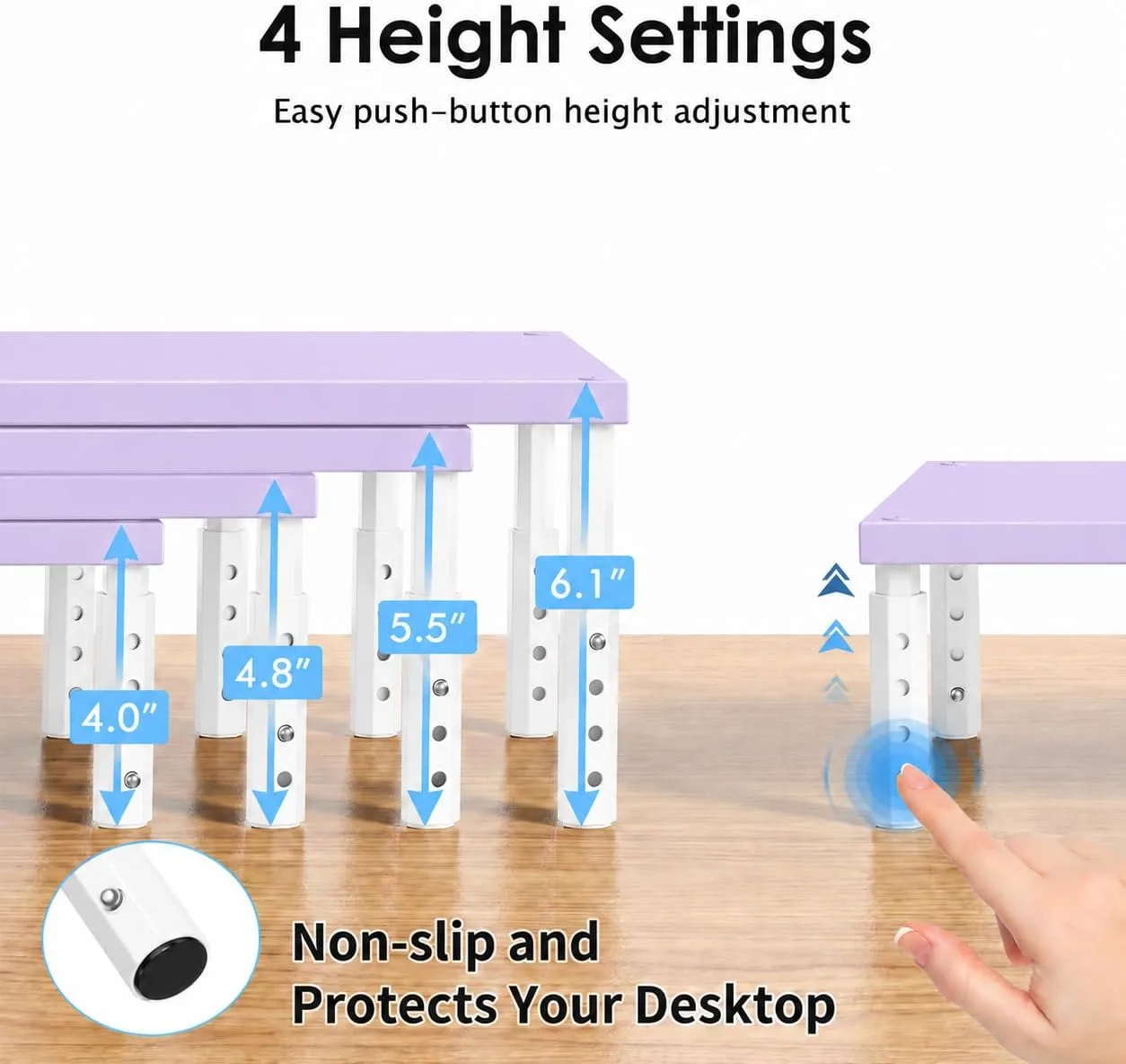 OPNICE Adjustable Monitor Stand Riser for Desk, Wood Computer & Laptop Stand, Desk Organizers and Accessories, Office Desk Accessories & Workspace Organizer for Home Office Supplies, Purple