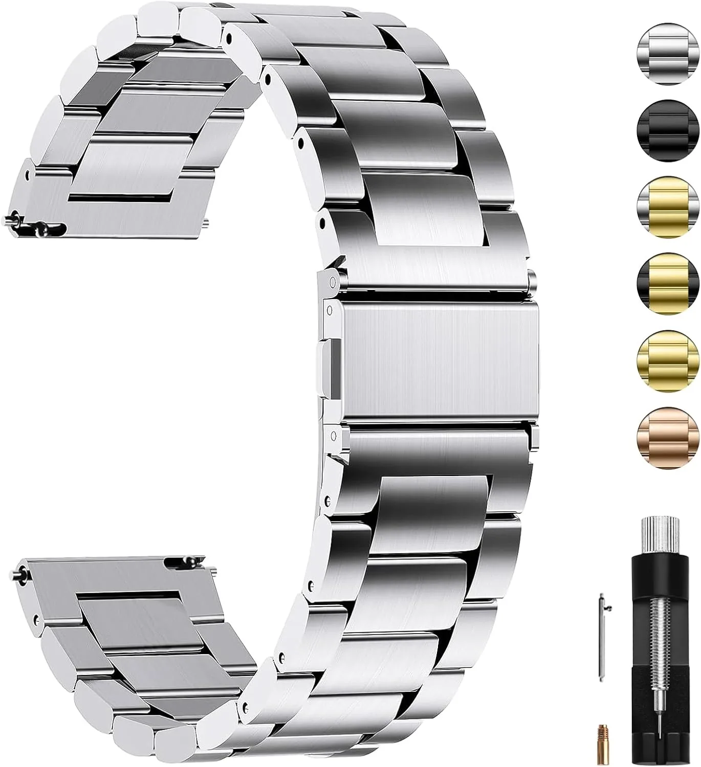 Correa para reloj Fullmosa 20mm compatible Garmin acero inoxidable