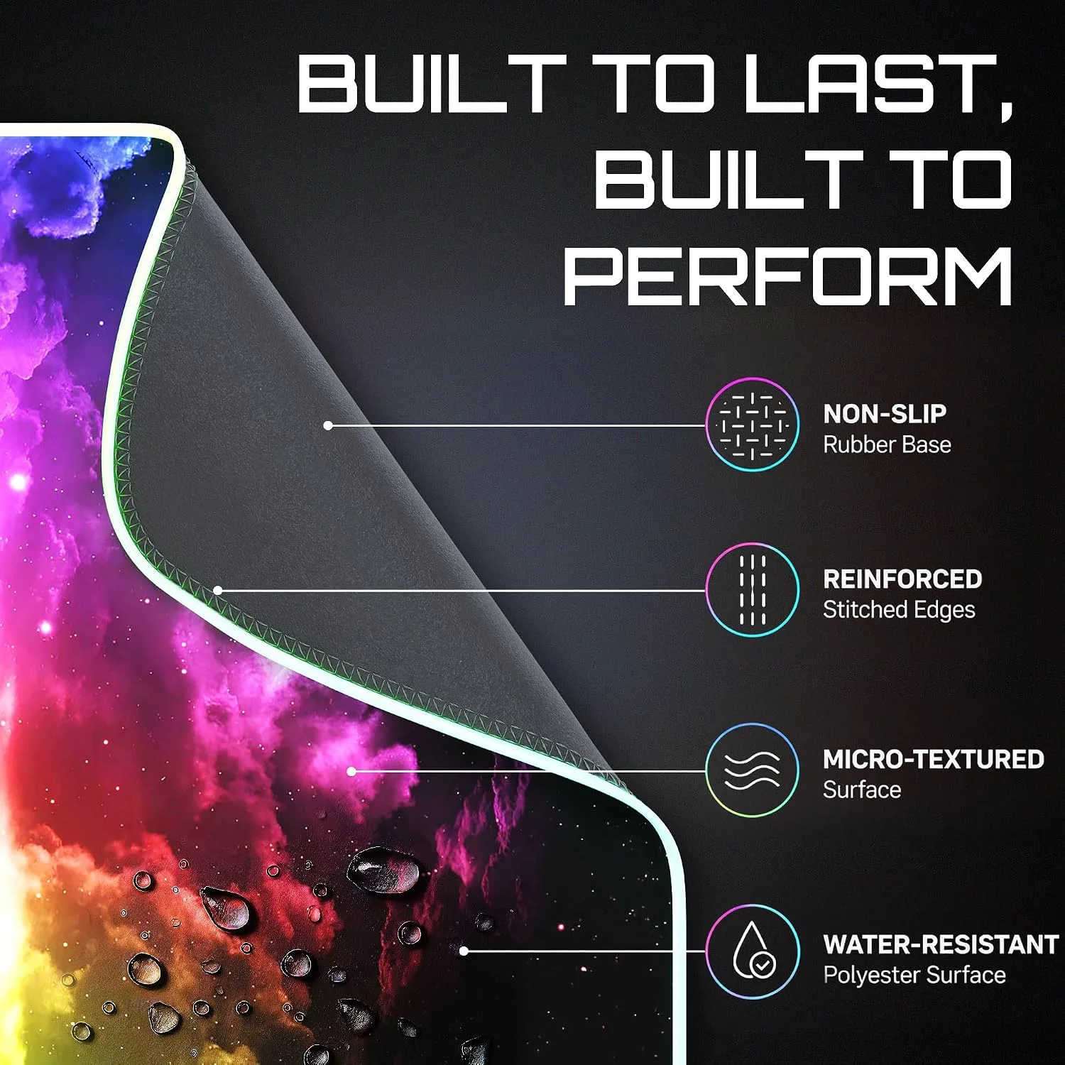 Gerlos RGB Gaming Mouse Pad, Large LED Mouse Pad for Gamer, 31.5" x 11.8"