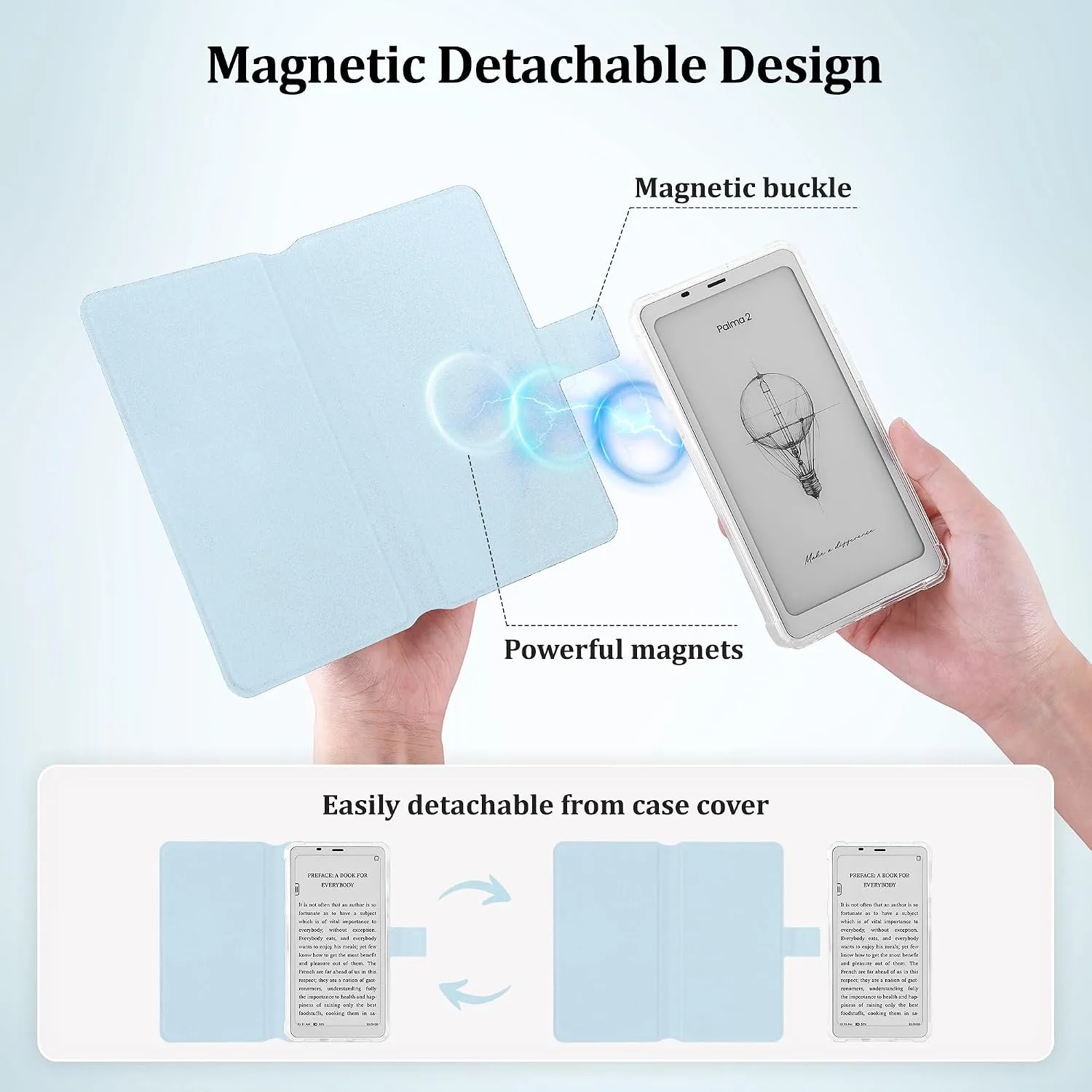 2in1 Case for Onyx BOOX Palma 2 Magnetic Detachable Folio Cover