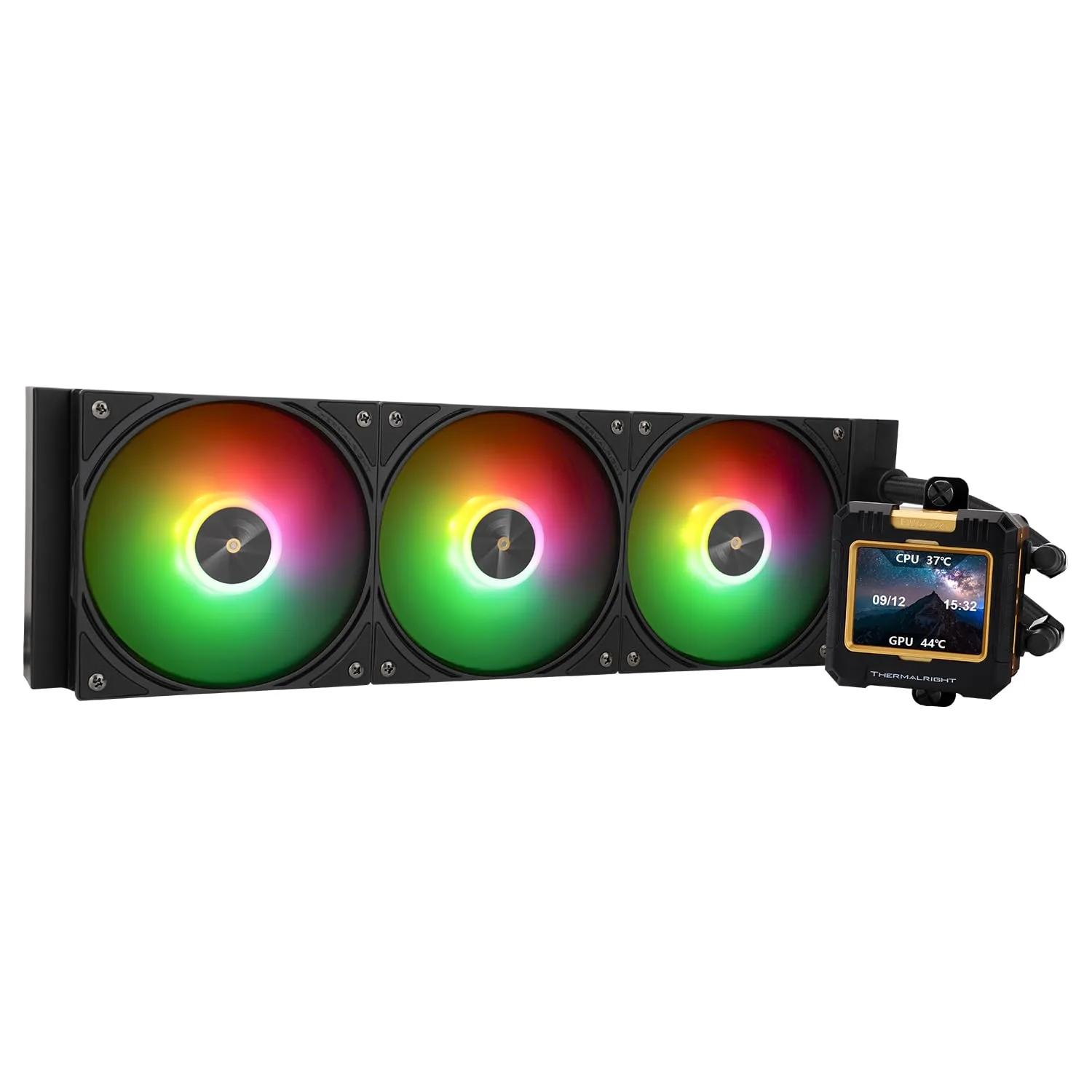 Thermalright FW360 Black ARGB CPU AIO Cooler,PC 360 Specification Water Cooler System,IPS LCD Screen with 320x240 Resolution,for AM5&Intel LGA1700/1851,CPU Cooler Comes with 2.4-inch LCD Display
