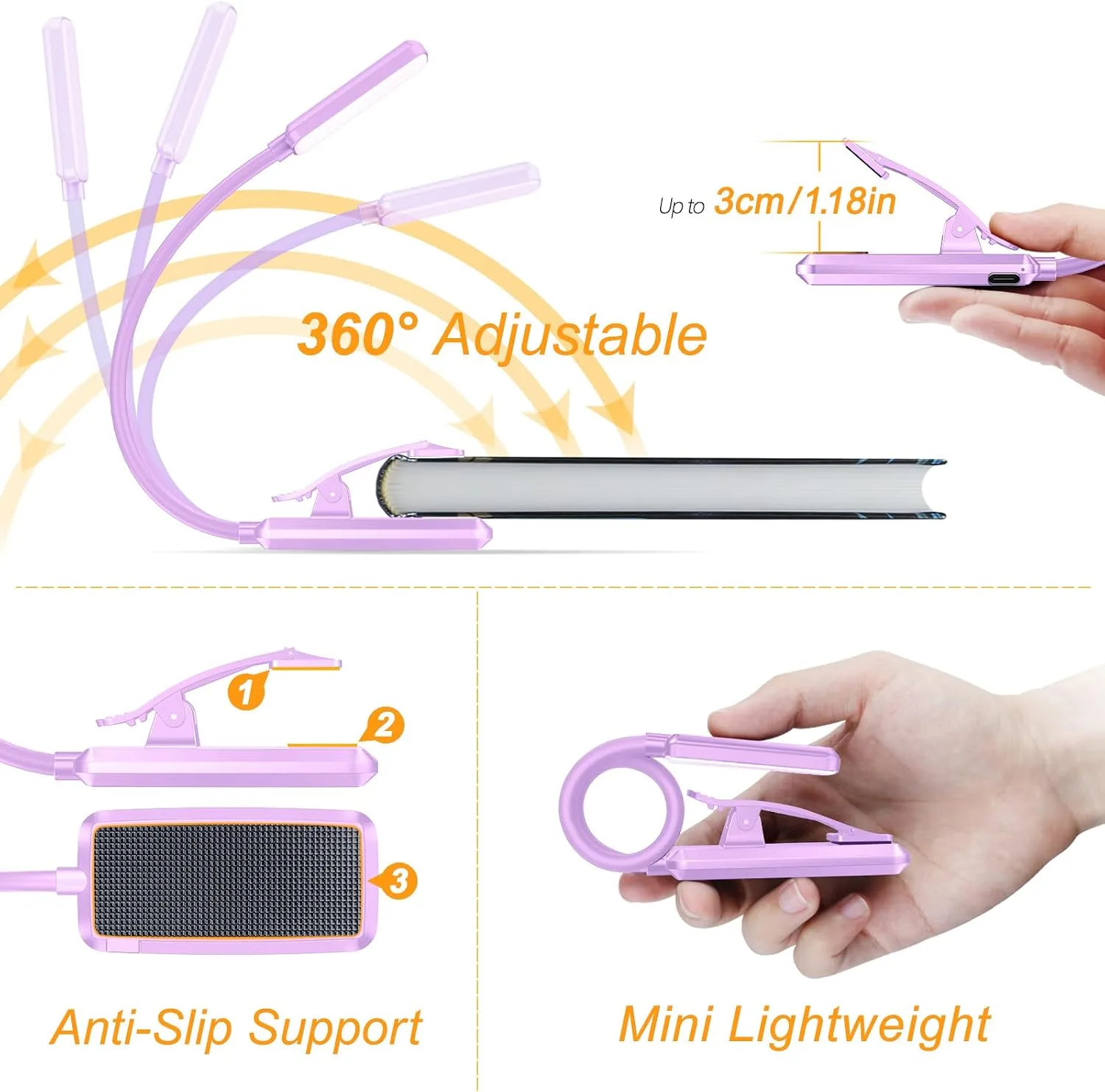 Gritin 9 LED Rechargeable Book Light for Reading in Bed