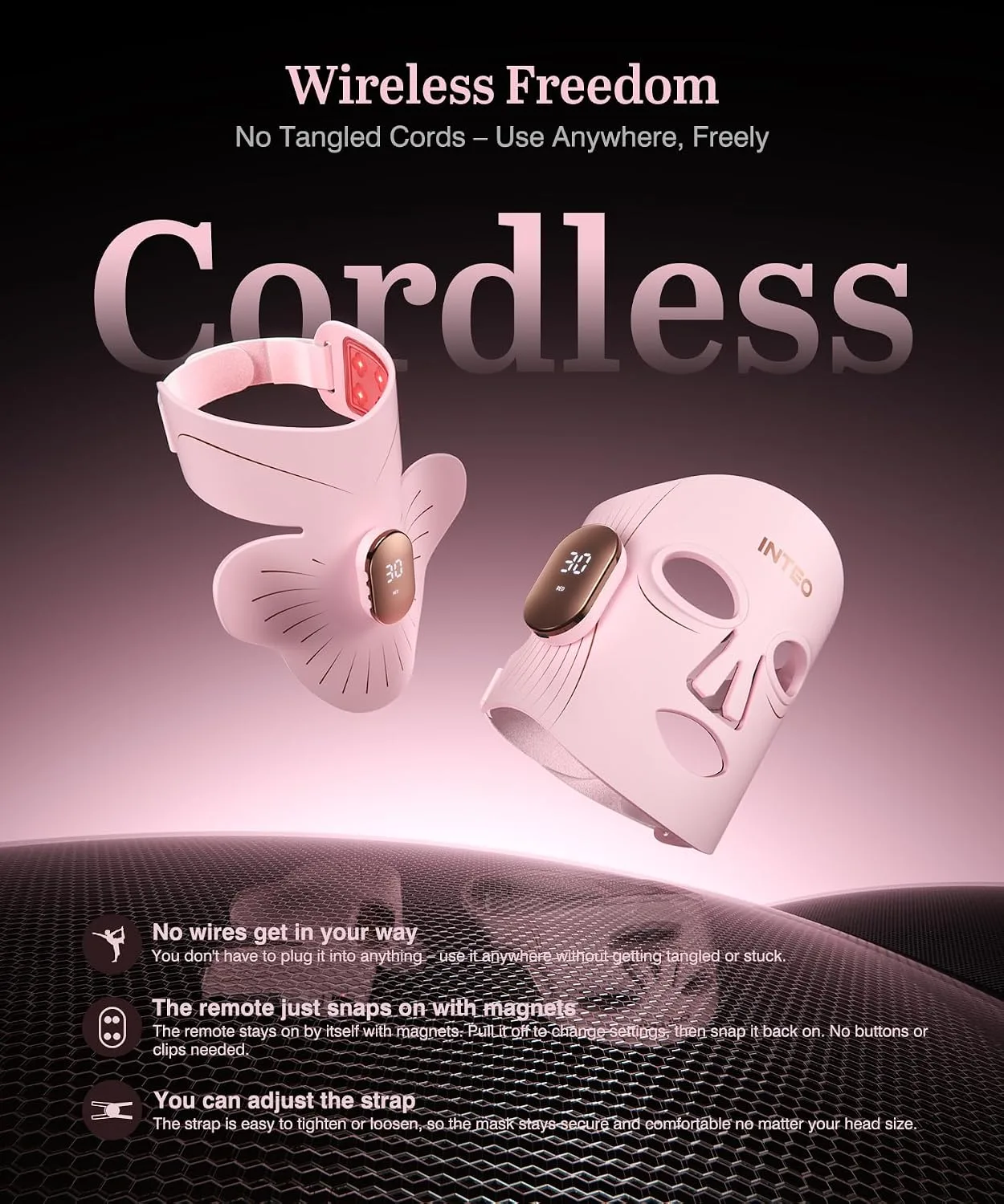 Red Light Therapy Mask for Face & Neck, 850nm NIR & 660nm Red LED, 4 Modes