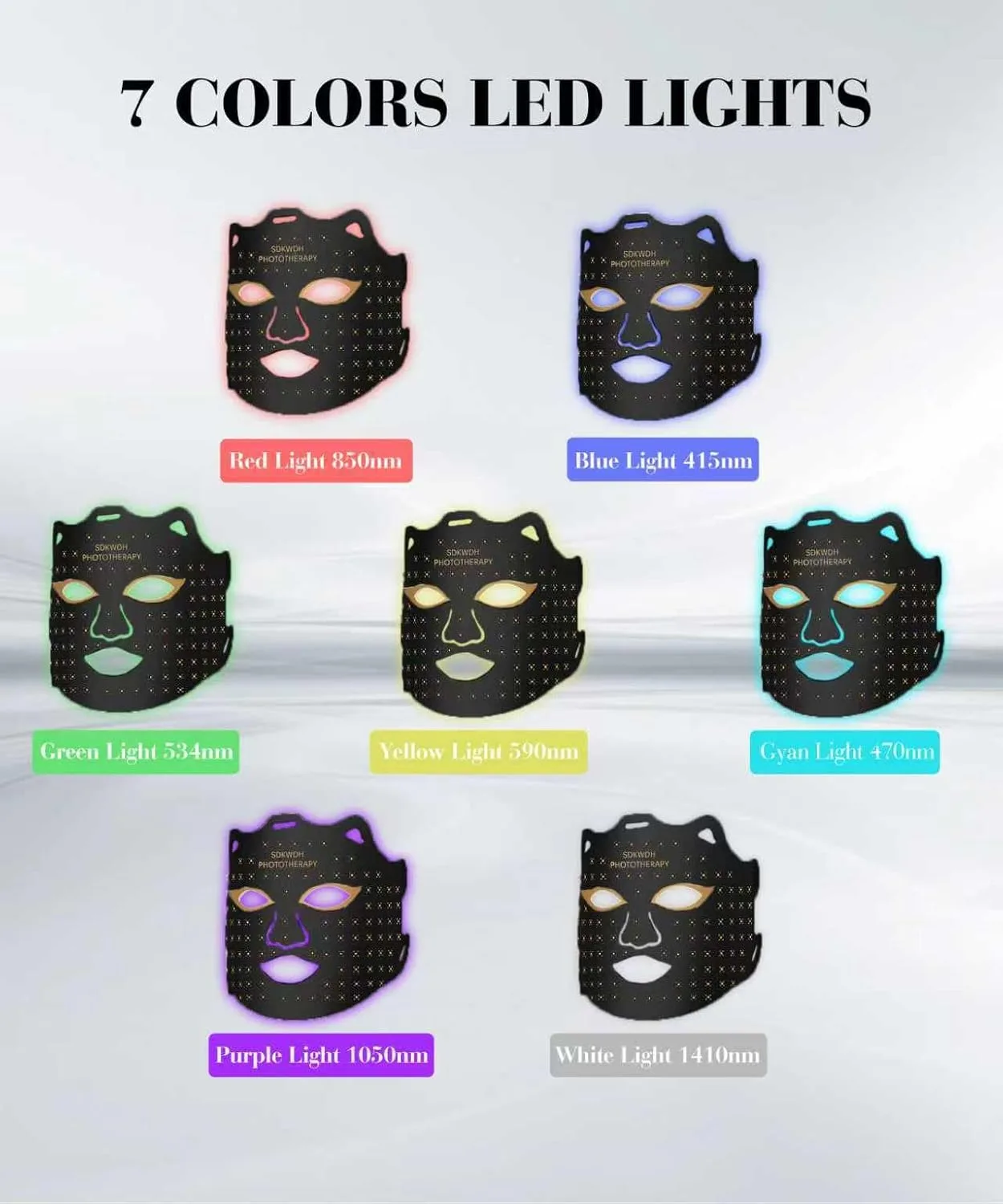 SDKWDH Red Light Therapy for Face, 850nm NIR Mask, Reduce Acne and Wrinkles