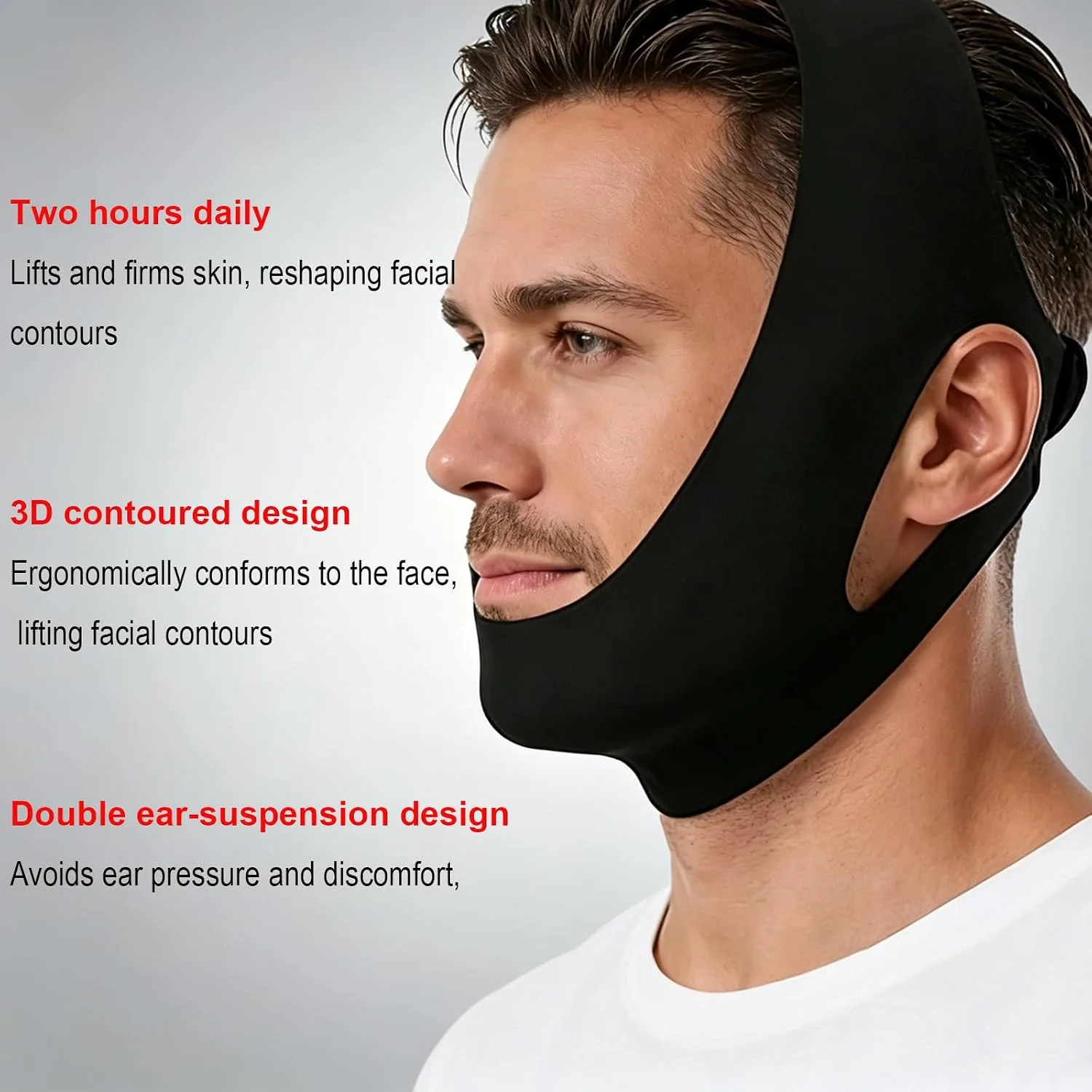 Collagen Face Sculpt Wrap, Jawline Strap, Jaw Shaper for Men, V-Line Lifting Mask, Reusable & Washable for Sleep & Daily Wear (Beige-1PCS)
