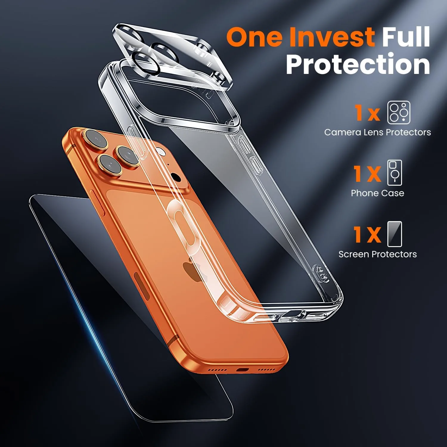 toushion 3 in 1 for iPhone 17 Pro Max Case Transparent