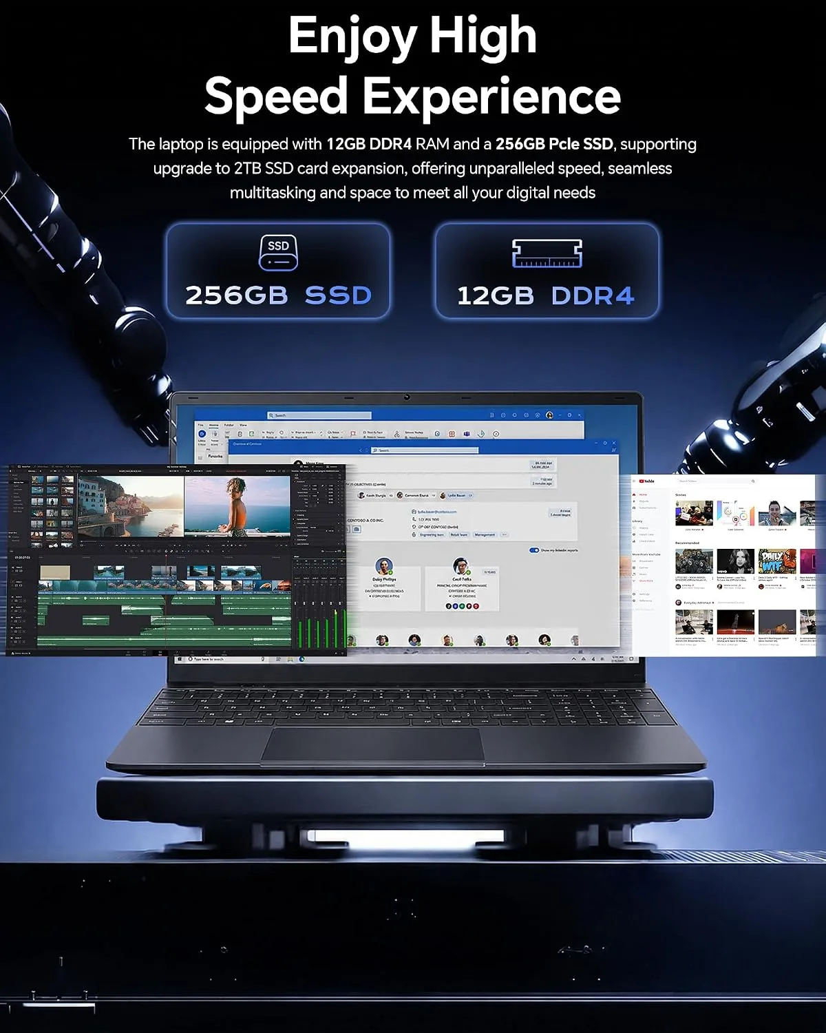 15.6'' AI Laptop with Office 365 12GB RAM 256GB SSD Win 11 Laptops