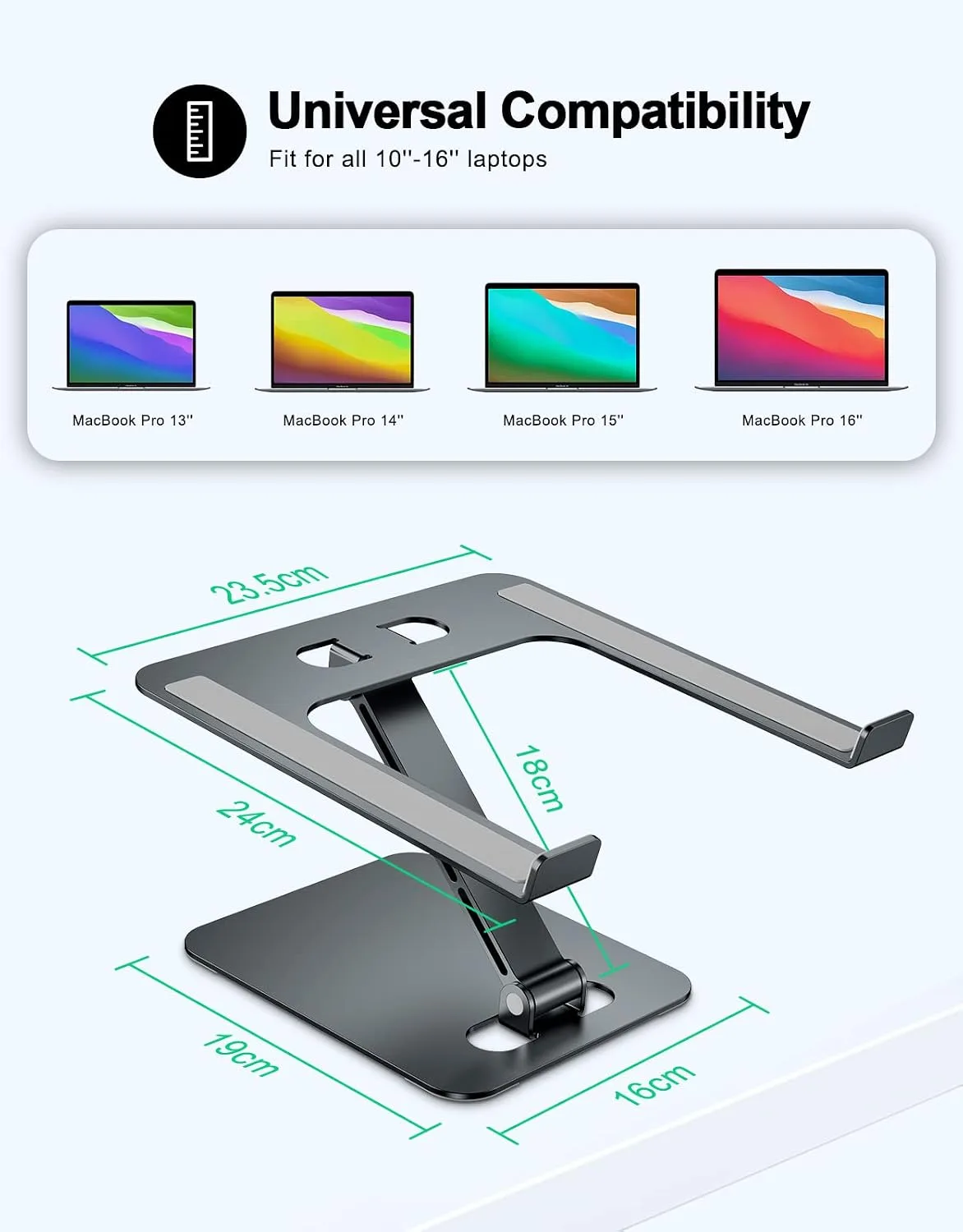 RIWUCT Aluminum Alloy Laptop Stand for Desk, Foldable Laptop Riser Holder