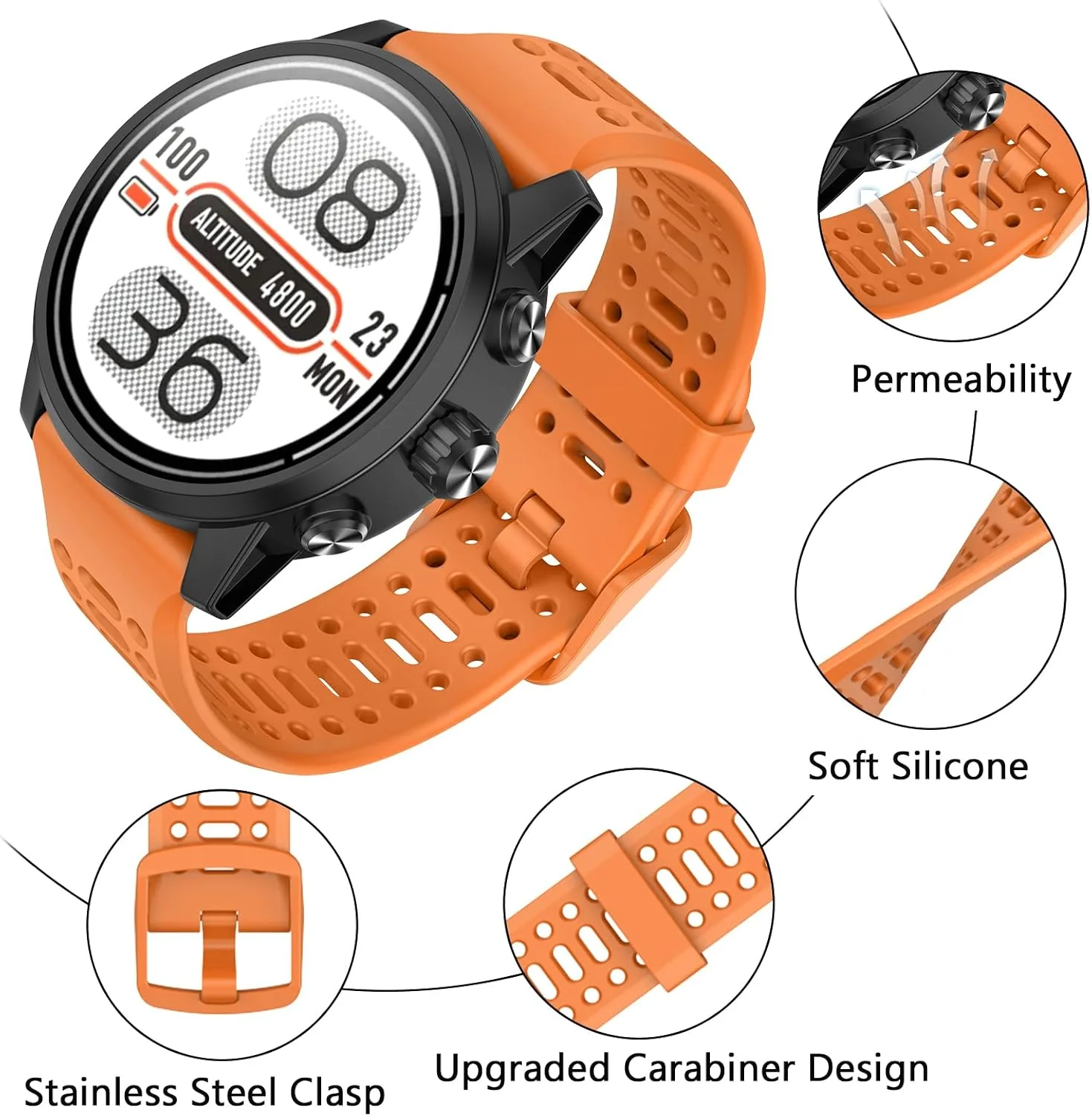 Compatible with Coros Pace 2 Watch Band, 20mm Quick Release Sports Silicone Watch Band Breathable Wristband Strap Women Men Strap for COROS APEX 2/APEX 42mm