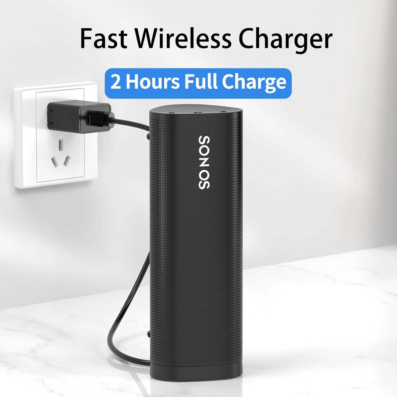 Wireless Charger Compatible with Sonos Roam Gen 2nd/1st, Magnetic Charging Base, Power up Charging Dock for Portable Bluetooth Speaker for Sonos Roam SL(Black)