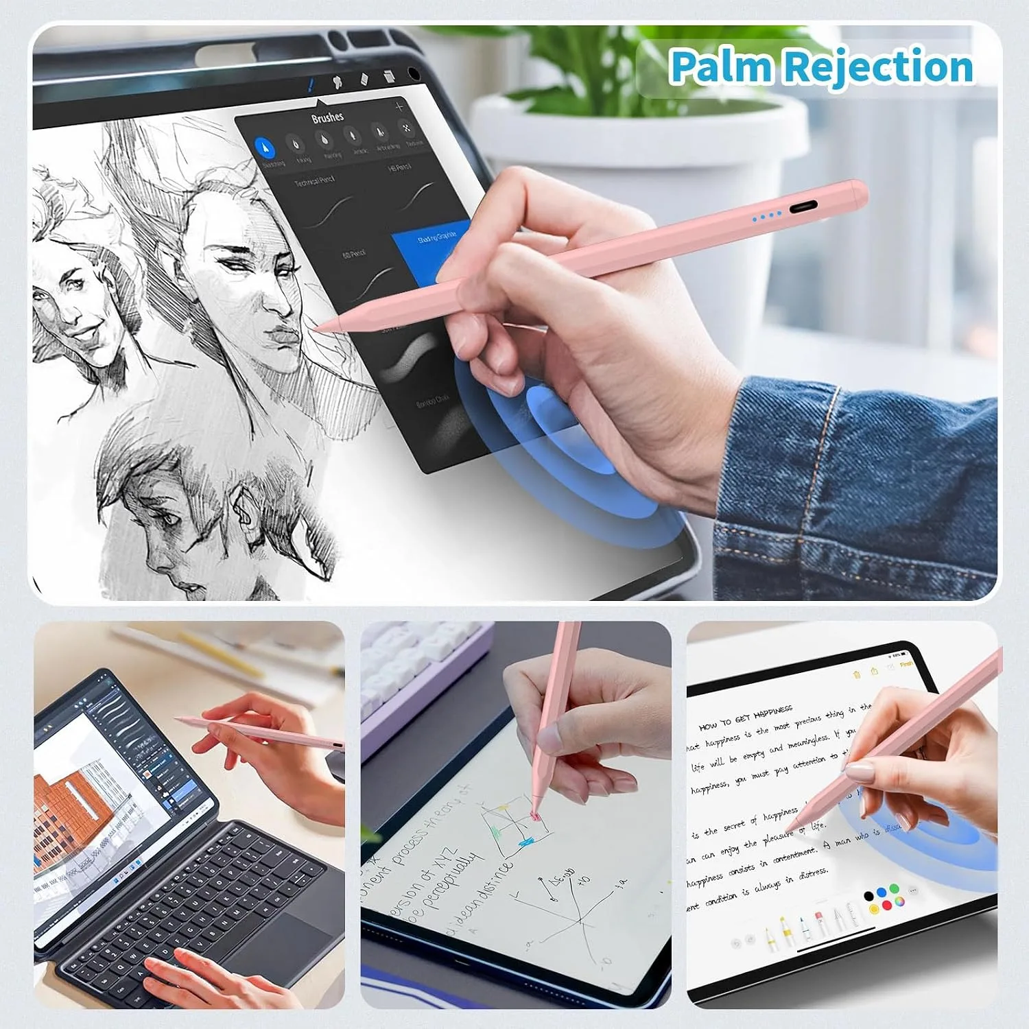 Stylus Pen for iPad2018-2026, Fast Charge iPad Stylus, Palm Rejection(PK)