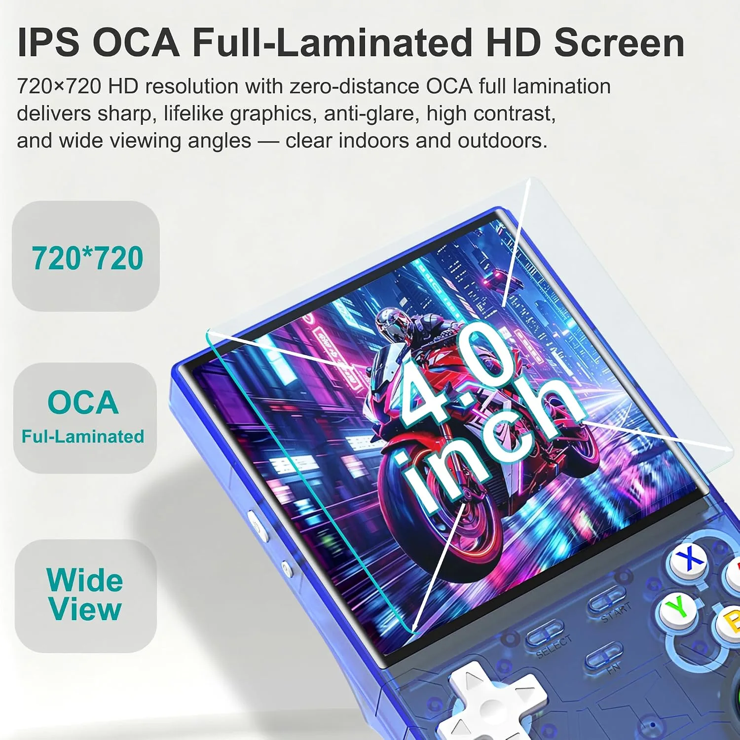 Retro Handheld Game Console, 4.0 Inch 720P IPS Screen,20+ Emulators,Blue