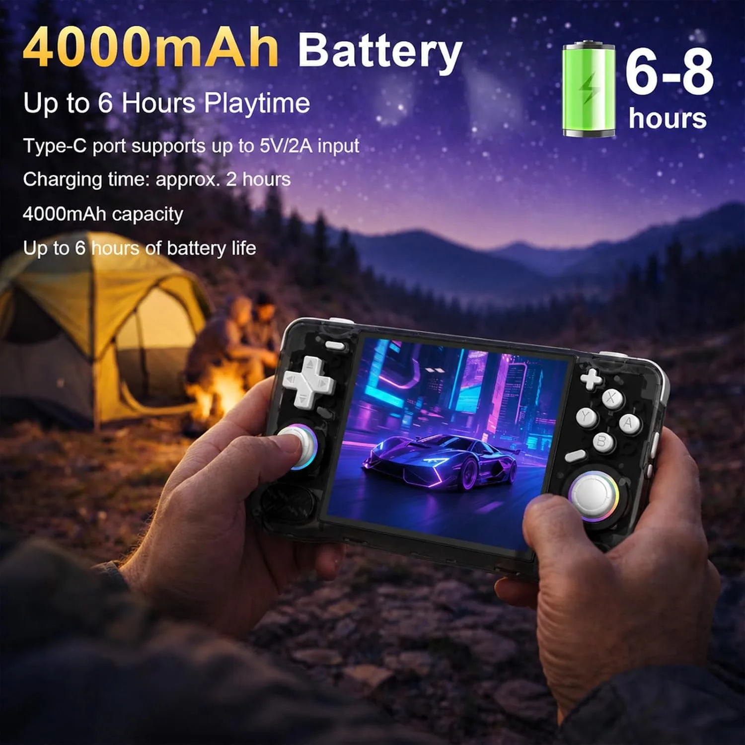 XF40H Retro Handheld Game Console, 4.0 Inch 4K HD IPS Screen, Linux 64-bit Open Source System, 18000+ Classic Games, WiFi Multiplayer Support, Portable Pocket Video Gaming for Adults (Black)