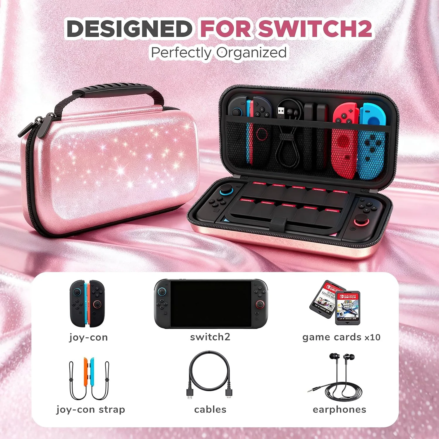 homicozy Pink Carrying Case for Nintendo Switch 2 (2025)