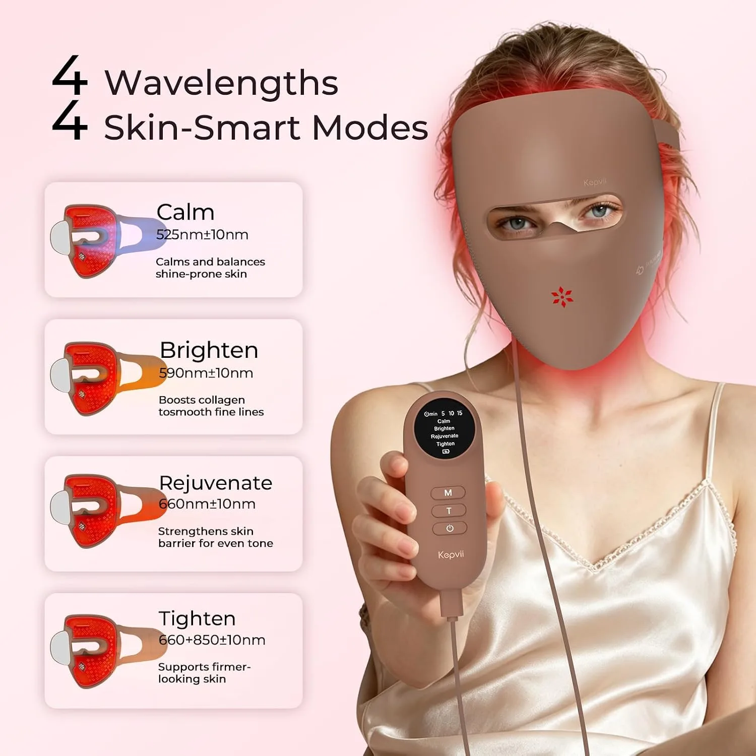 4D Red Light Therapy Mask for face,Real 328 LEDs,4 Long Light Waves 6× More Powerful,Rechargeable LED Face Mask for Home & Travel, Skincare Gifts for Women Mom Wife
