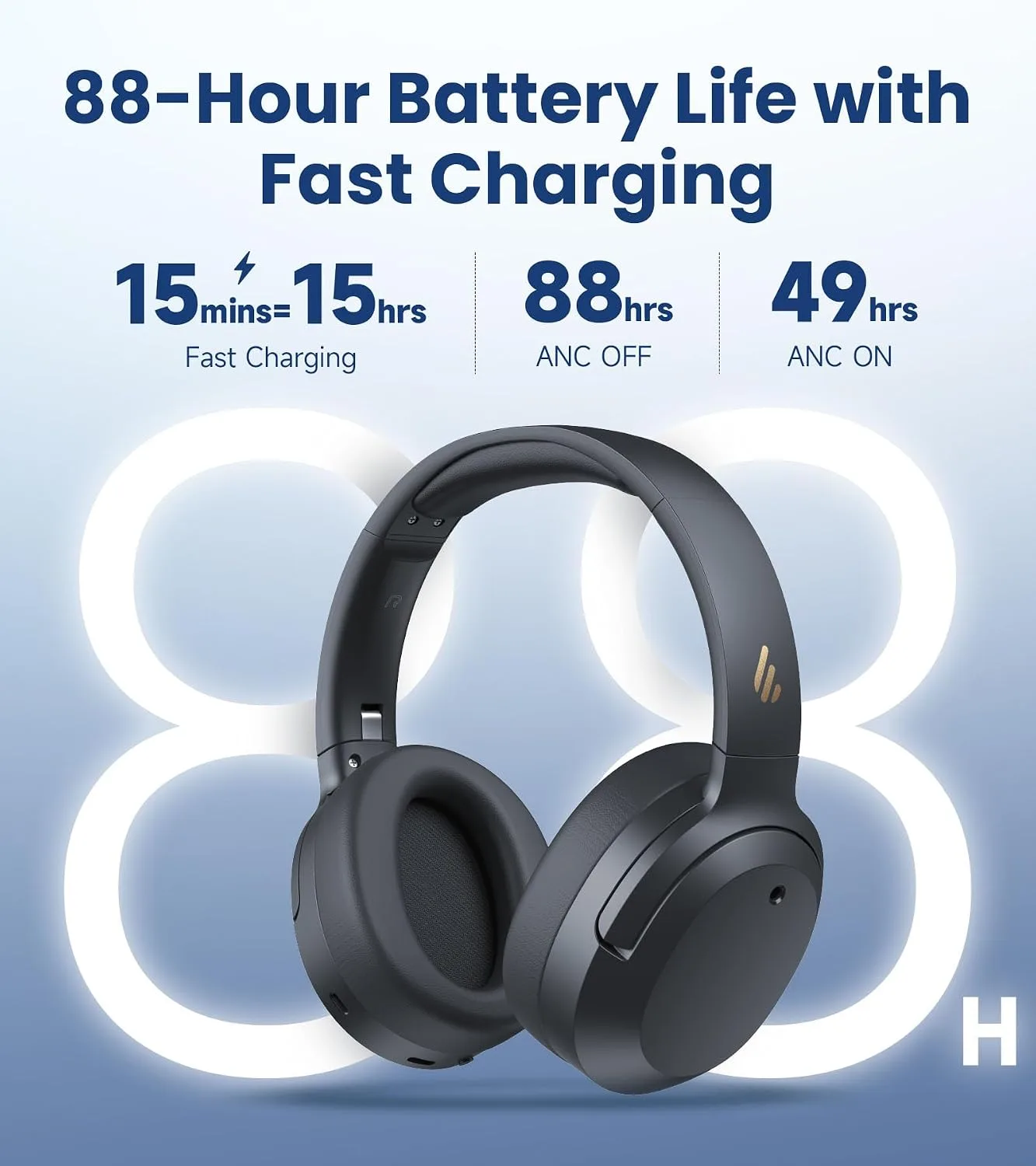 Edifier W820NB Plus Gen 2 Over-Ear Noise Cancelling Headphone, Dark Gray