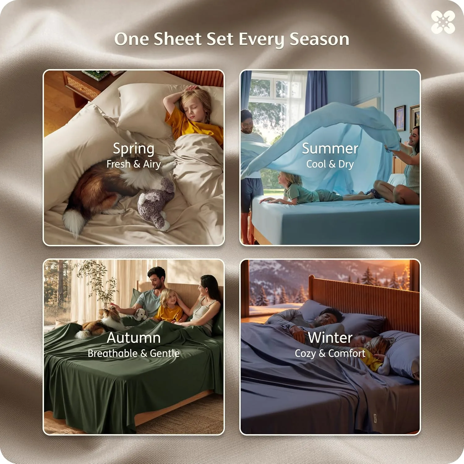 Bedsure PureWoven 100% Rayon Derived from Bamboo, Full Size Sheets, 4 PCS