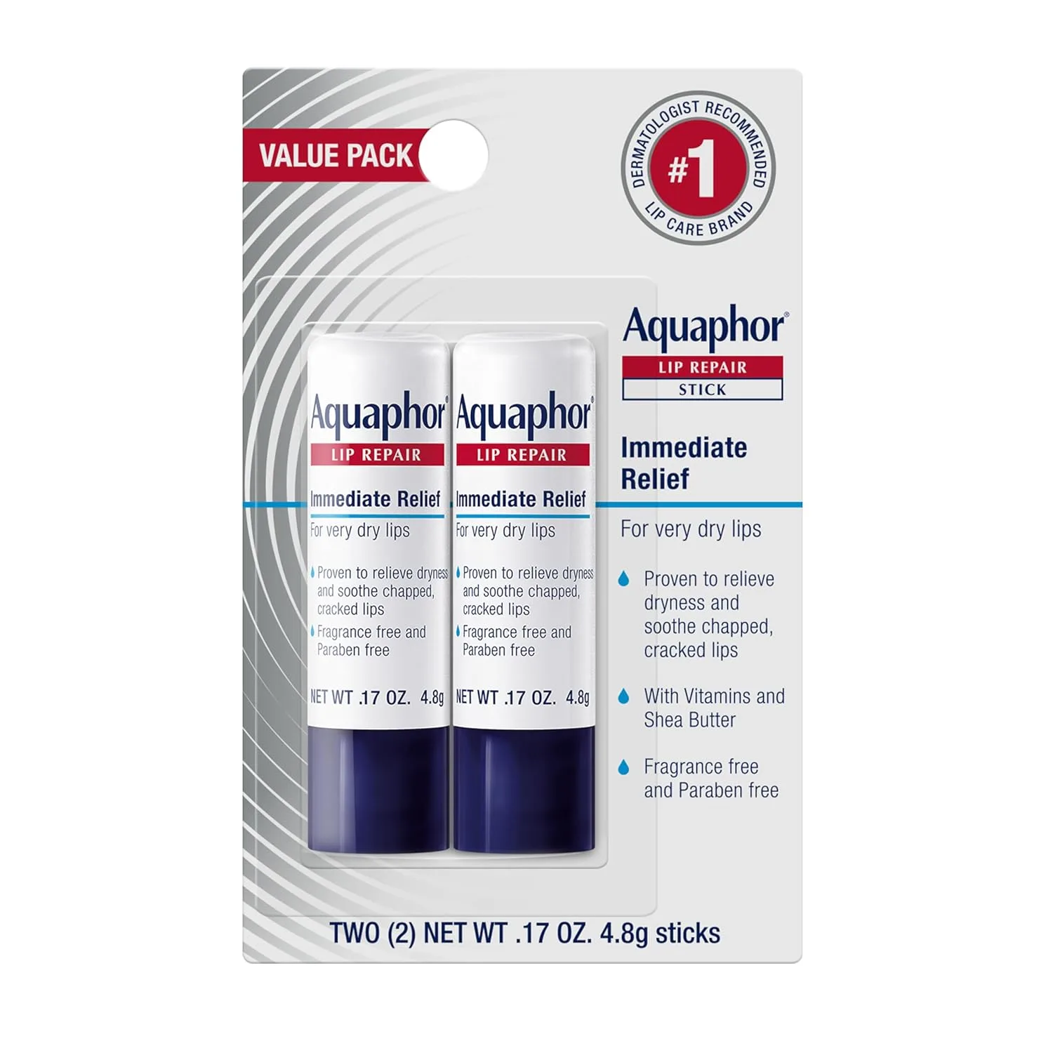 Aquaphor Lip Repair Stick 0.17 Ounce (6 Pack) Display