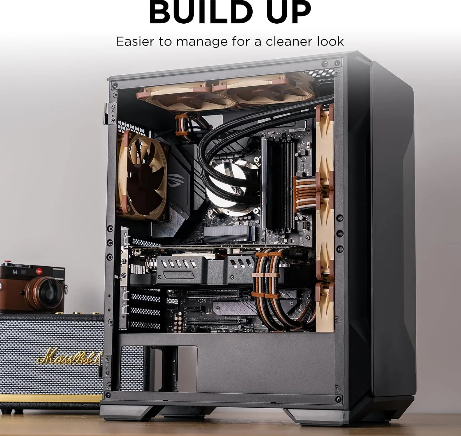 AsiaHorse Upgraded 16AWG PSU Cable Extension Sleeved Custom Mod GPU PC Power Supply Soft Braided Cables (Black-Brown) with Two Color Comb Kit 24P/8P to 6+2P/8P to 4+4P 30CM