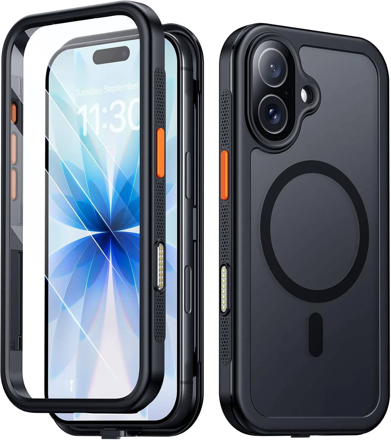 Red2Fire for iPhone 17 Case with Built-in Screen Protector &Camera Protector, Compatible with MagSafe, Military Grade Drop Proof, Full-Body Bumper Shockproof Dustproof Phone Cover 6.3" Black