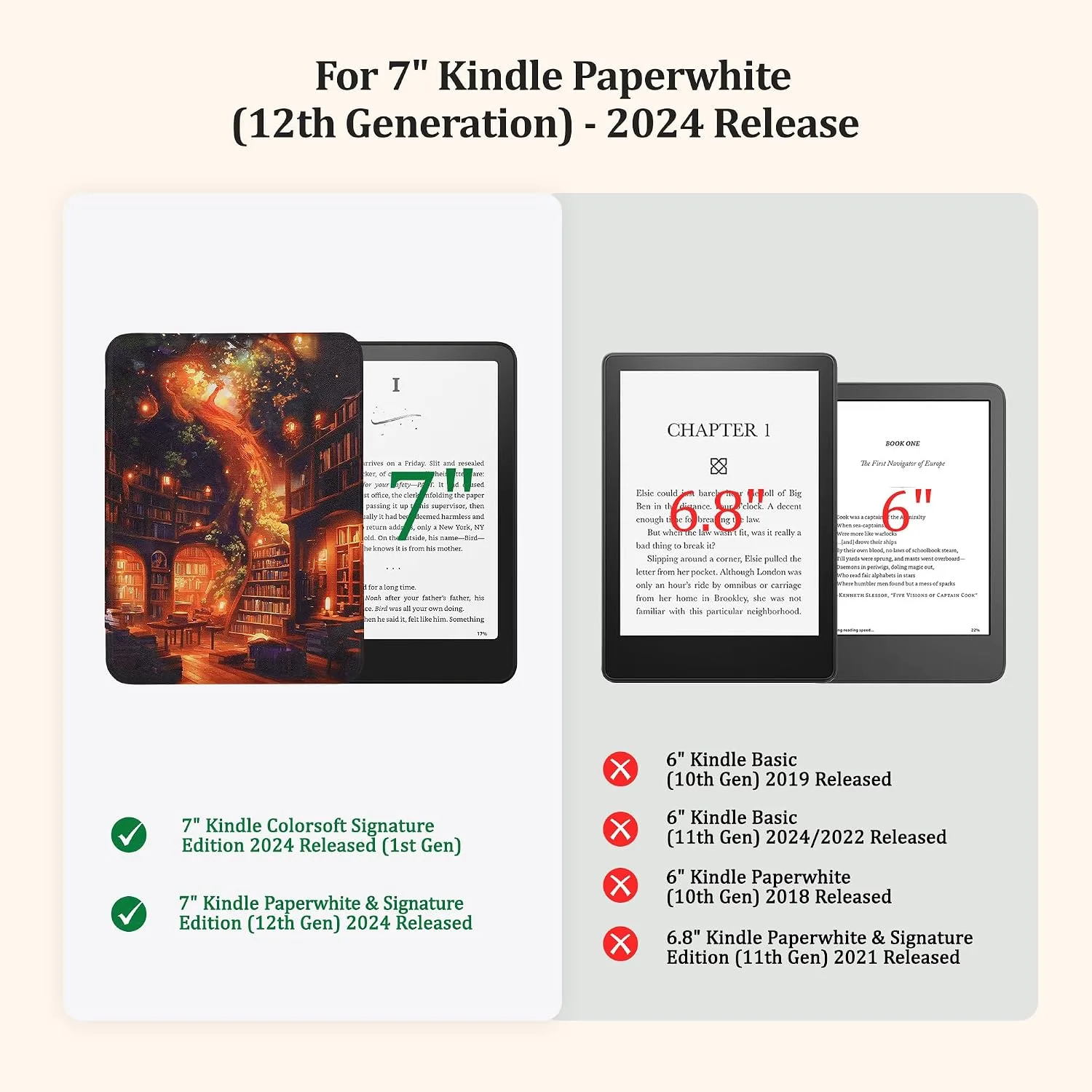 Clear Case for 7'' Kindle Paperwhite 12th Gen 2024 & Colorsoft