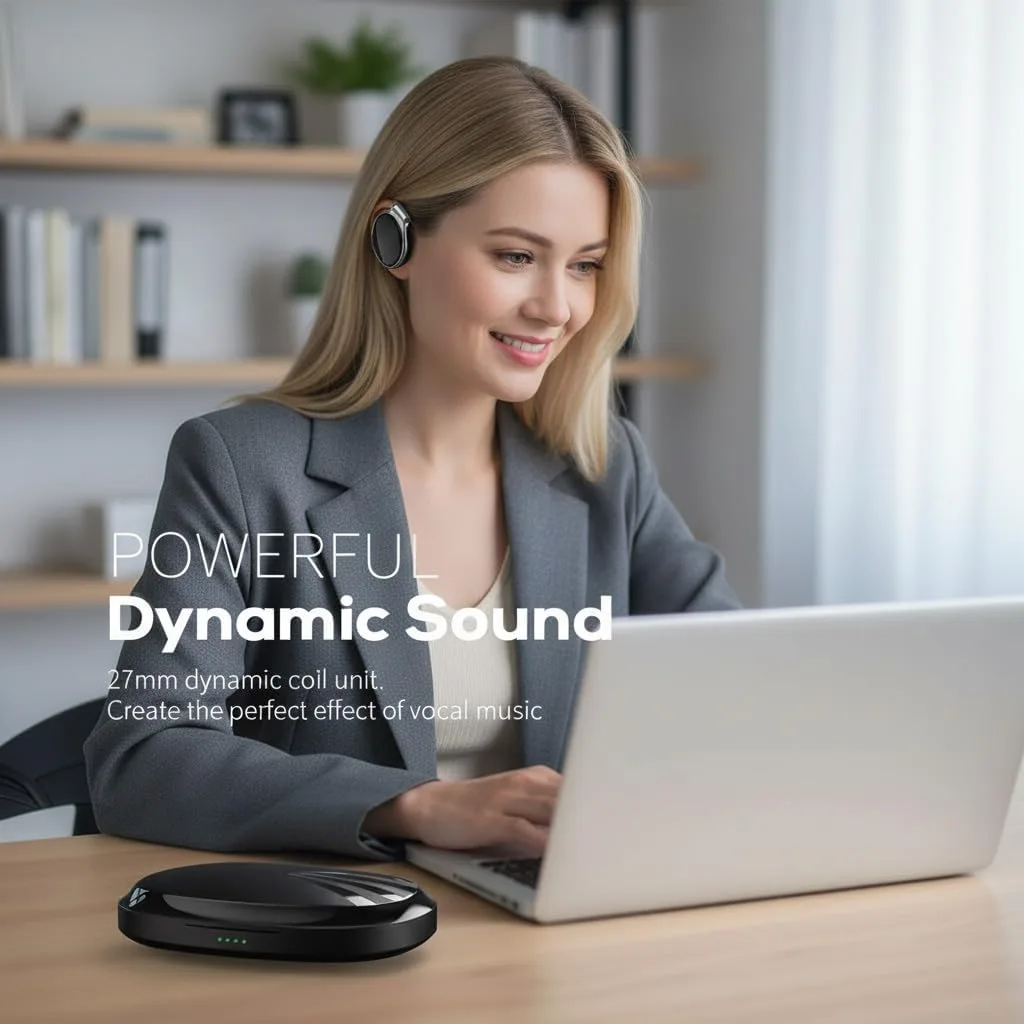 Wireless Open Ear Headphones with Ear Hook, Bluetooth 5.4, Clip-On Design