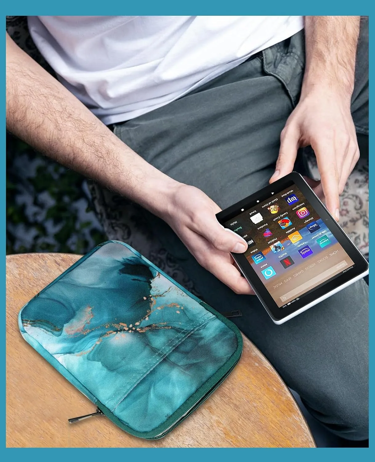 TiMOVO 6-7 Inch Sleeve Case for eReader,Cloud Peacock Blue