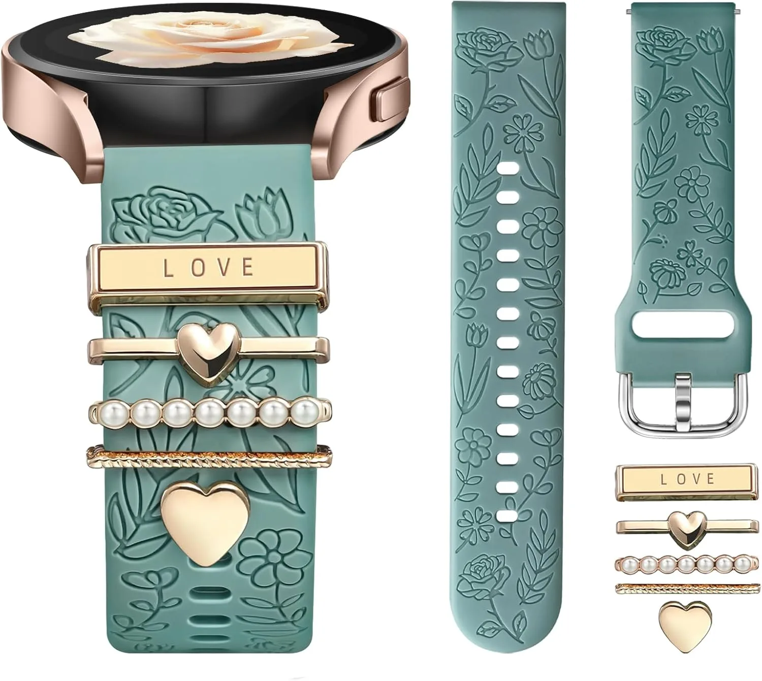 DaQin Flower Engraved Band Compatible with Samsung Galaxy Watch 7 Bands