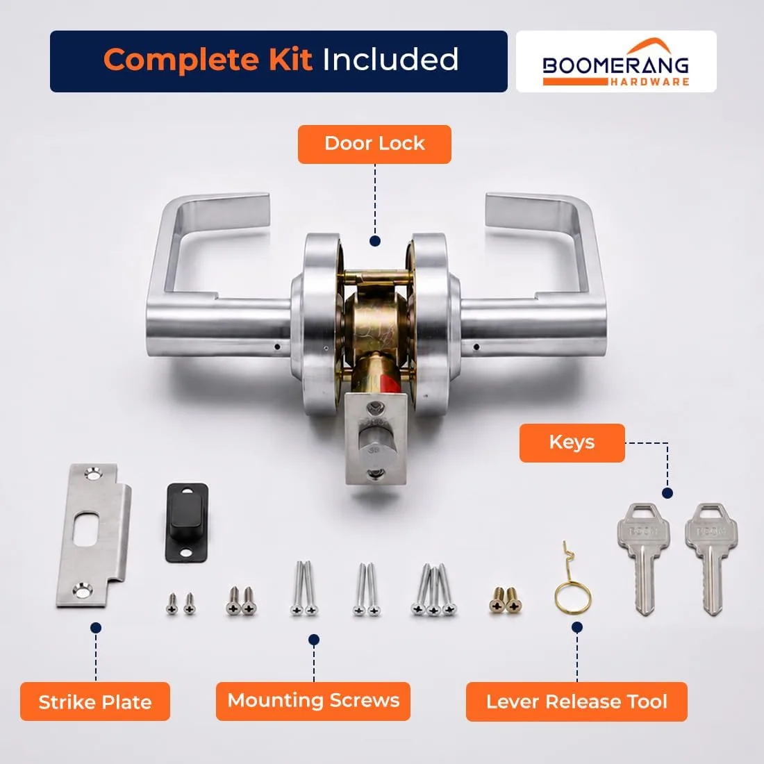 Boomerang Heavy-Duty Entry Function-Keyed Alike Commercial Lever Door Lock