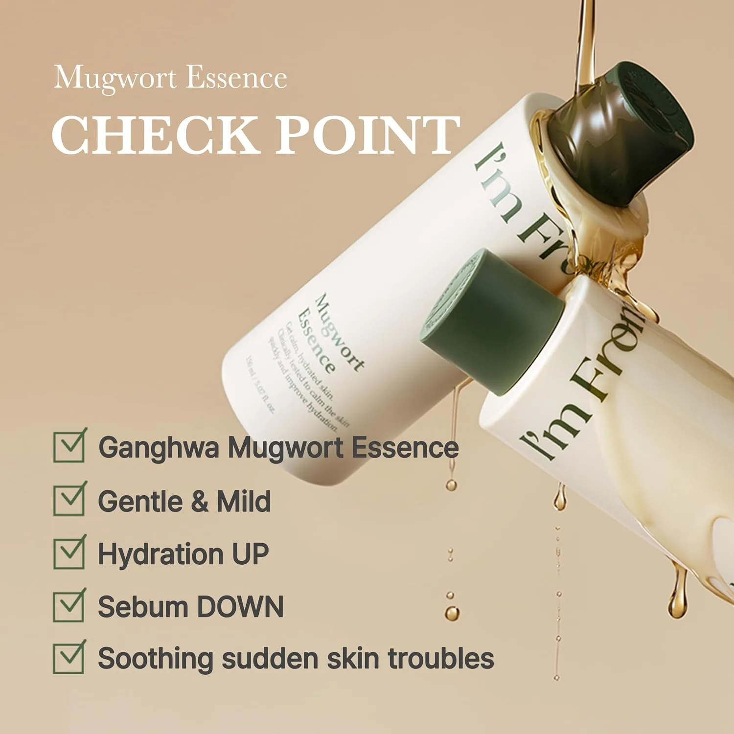 I'm from I’m From Mugwort Essence, Deep Calming Essence for Sensitive Skin, Hydrating & Skin Balancing, Vegan Korean Skin Care