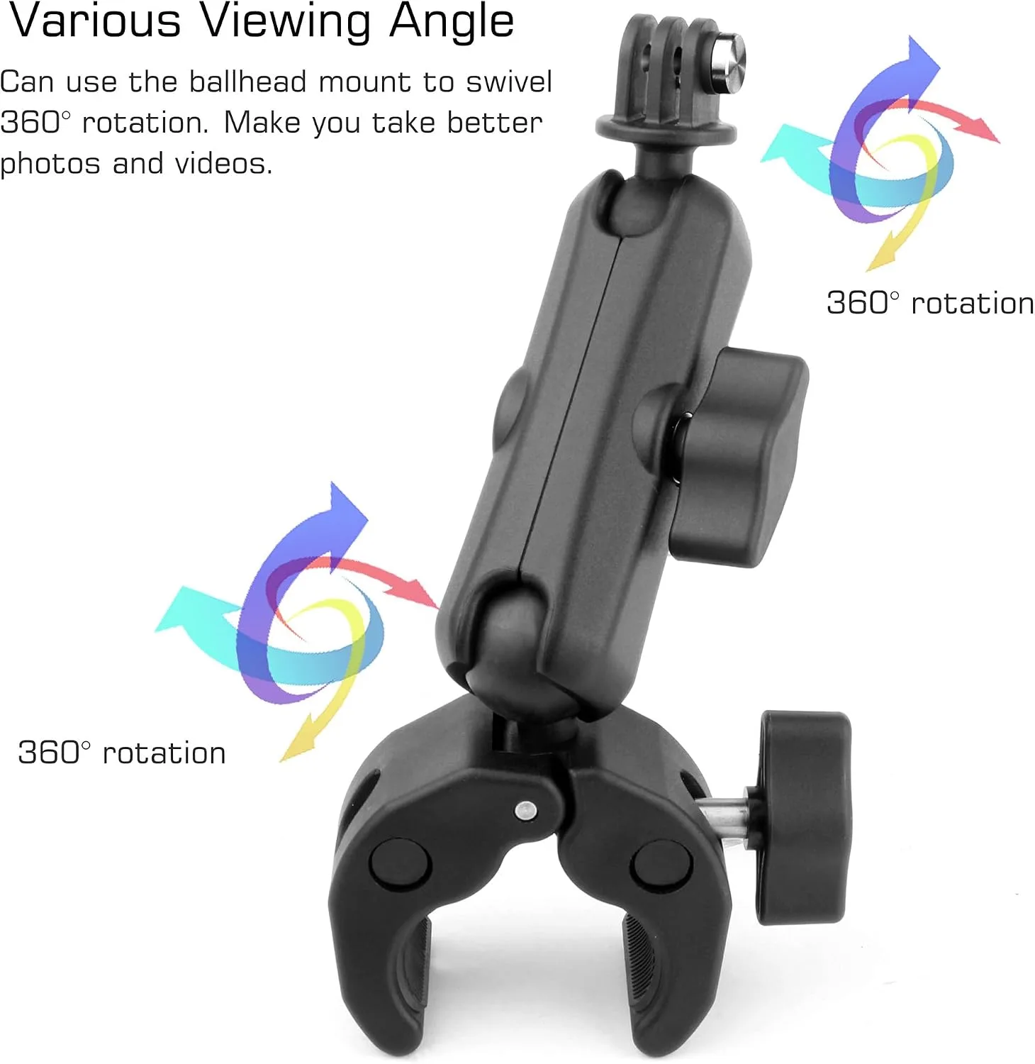 GEPULY Super Clamp Camera Motorcycle Mount for Insta360 GoPro Action Camera