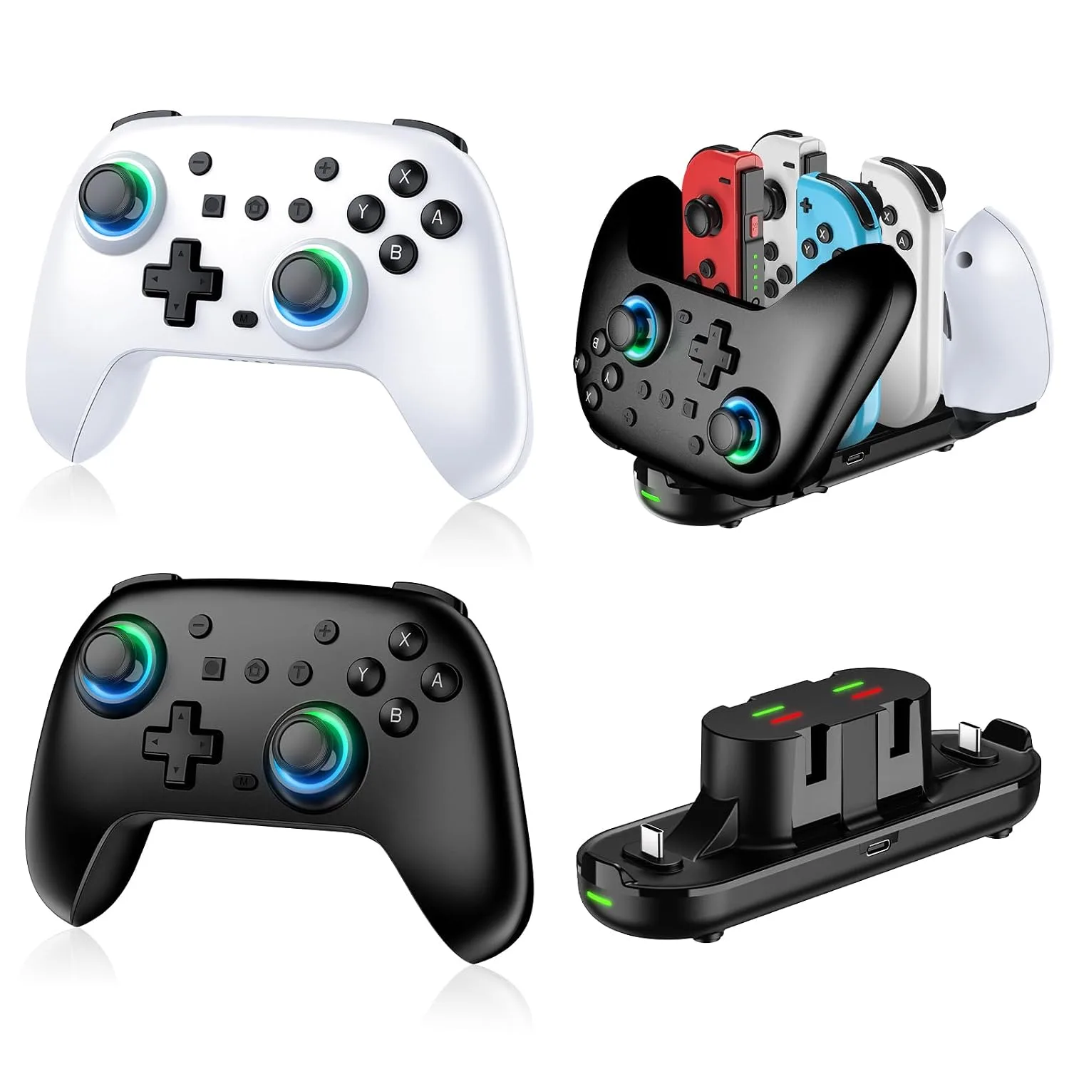Controladores Switch 2 Pack con Base de Carga Fliresy para Nintendo Switch/Switch 2/OLED/Lite