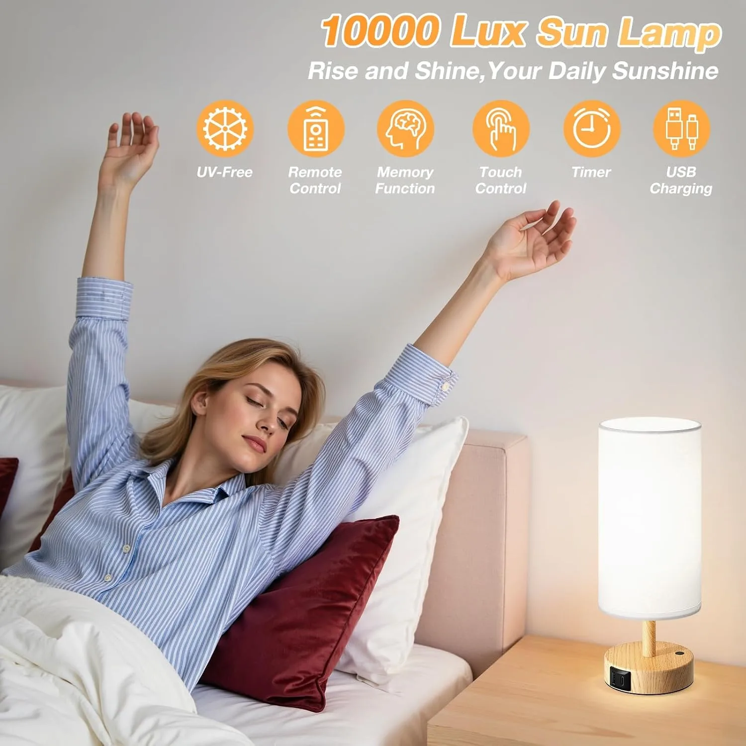 Dicoool Light Therapy Lamp 10000 Lux - Happy Sunlight Lamp for Mood Boost
