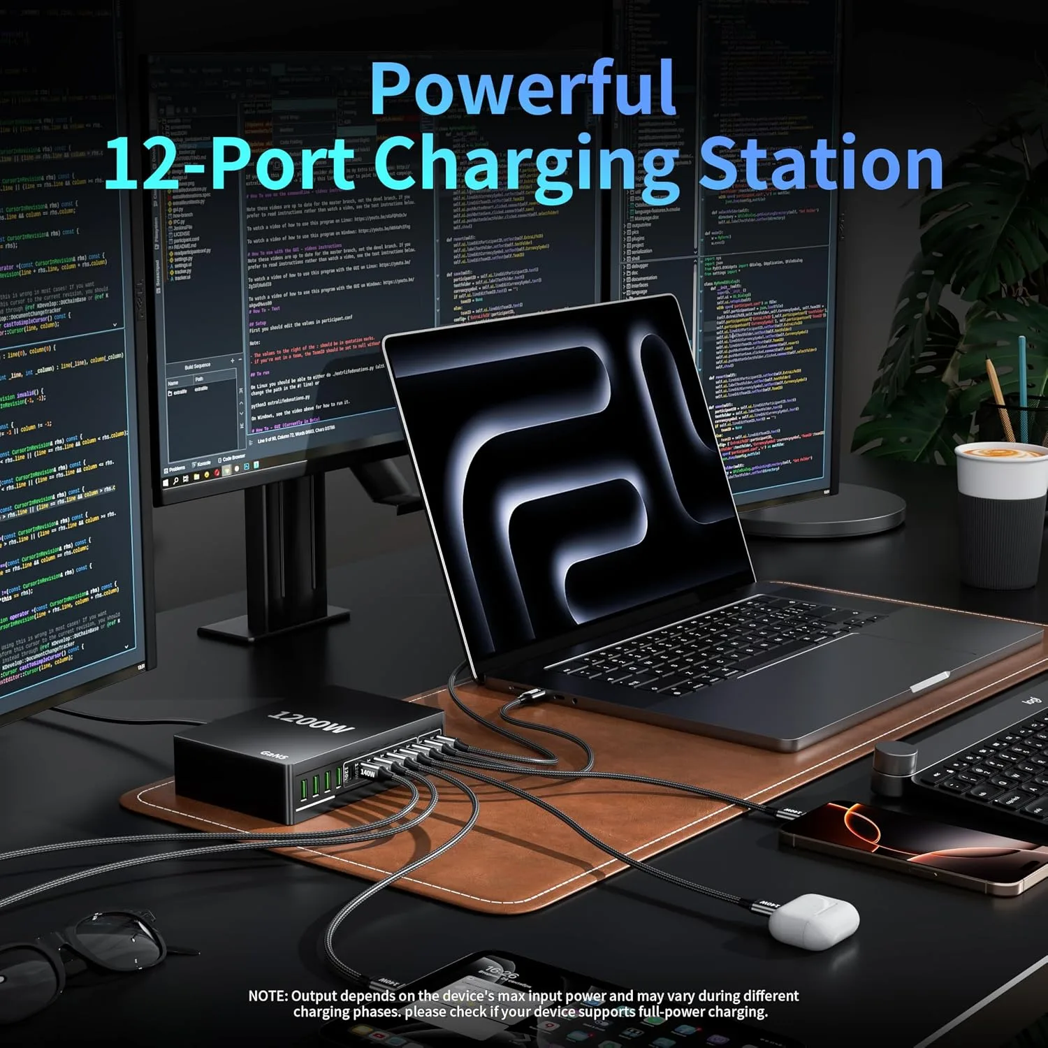 1200W USB C Charger Block Fast 12 Port MacBook Pro Charging Station