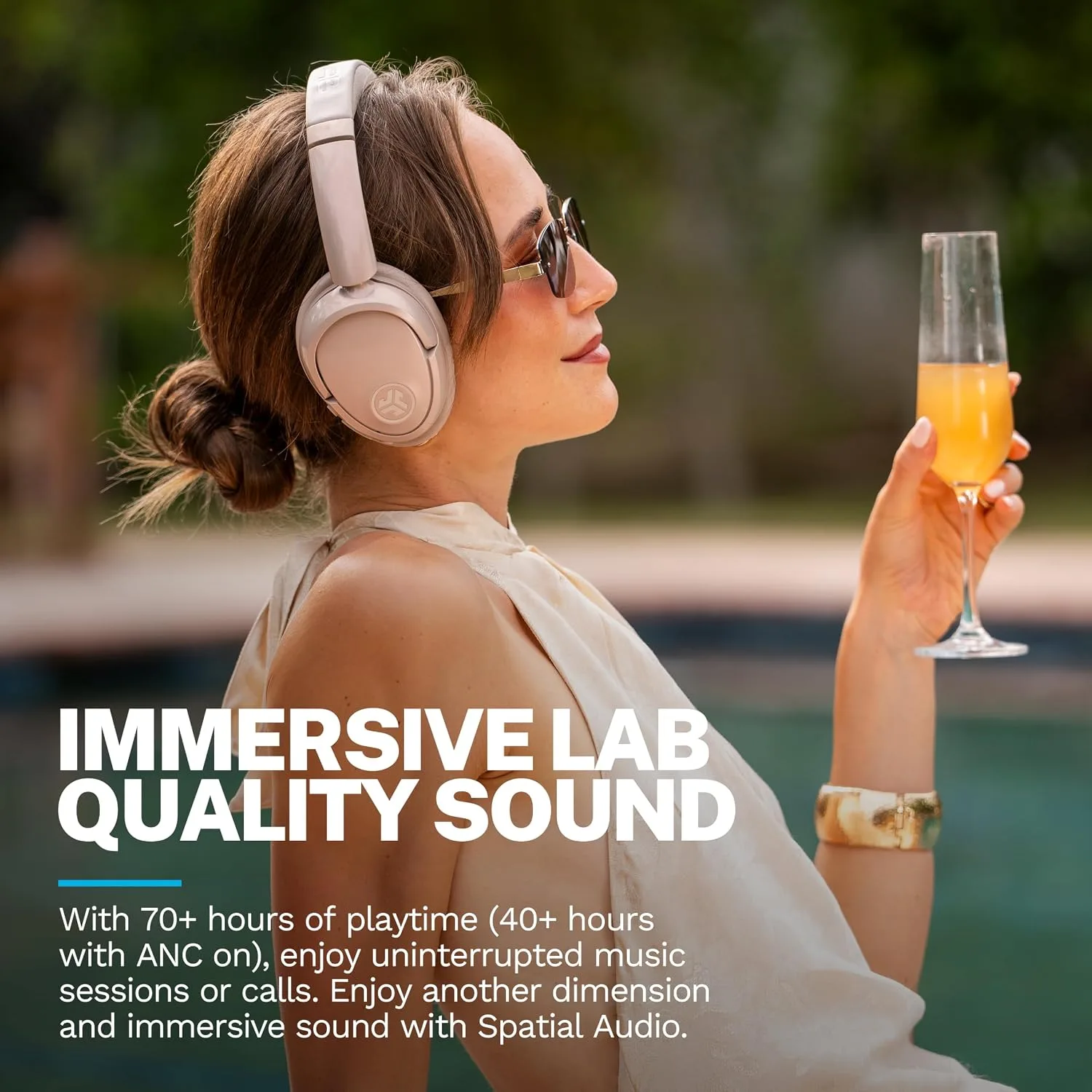 JLab JBuds Lux ANC Jelle Wireless Over-Ear Headphones, Gold Digger