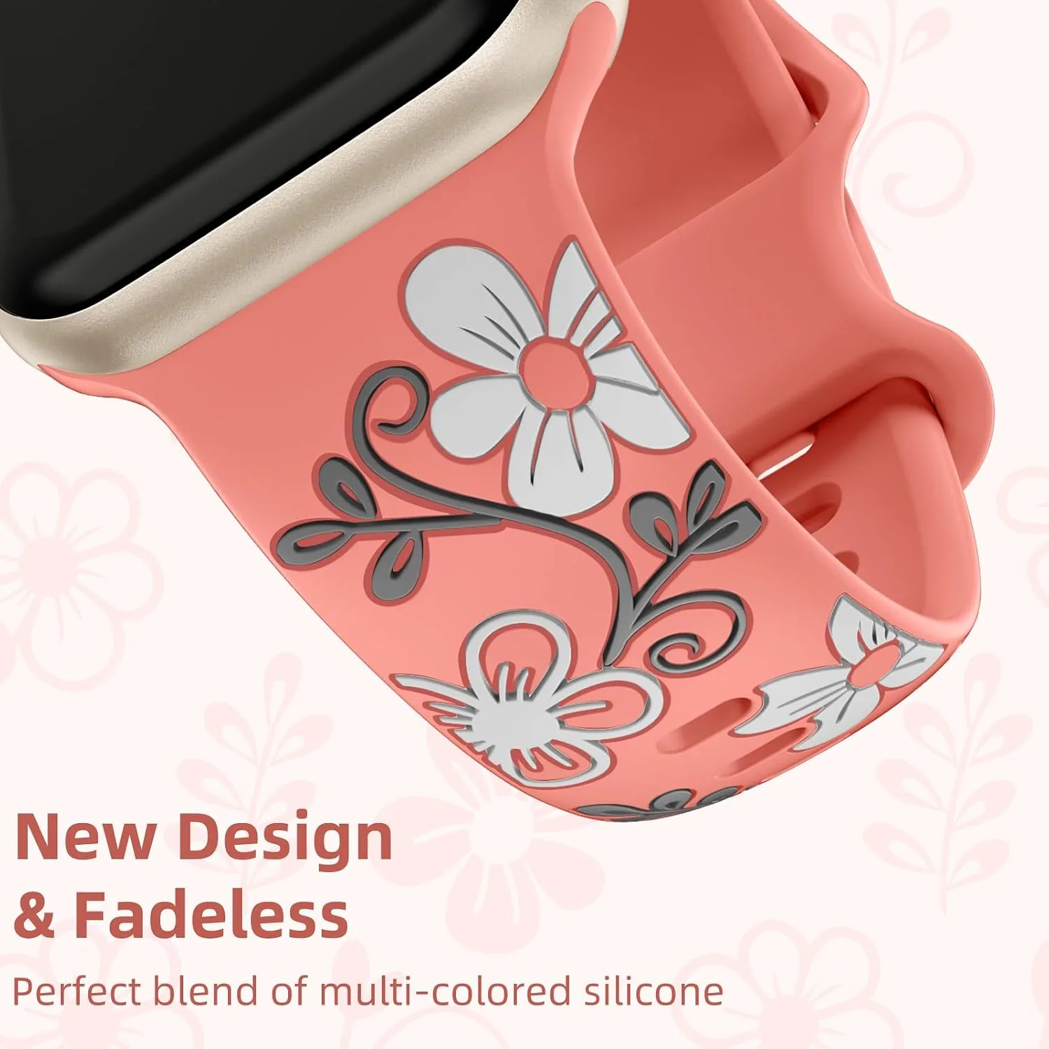 Witzon Floral Silicone Band Compatible with Apple Watch Bands For Women