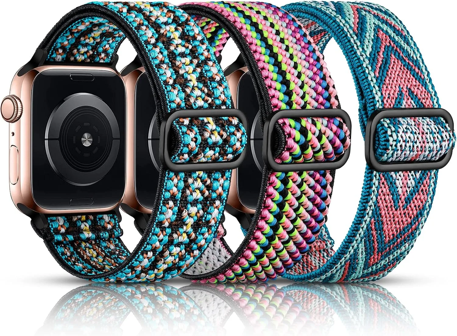 Correas DaQin 3 Pack Nylon Elástico Compatible con Apple Watch