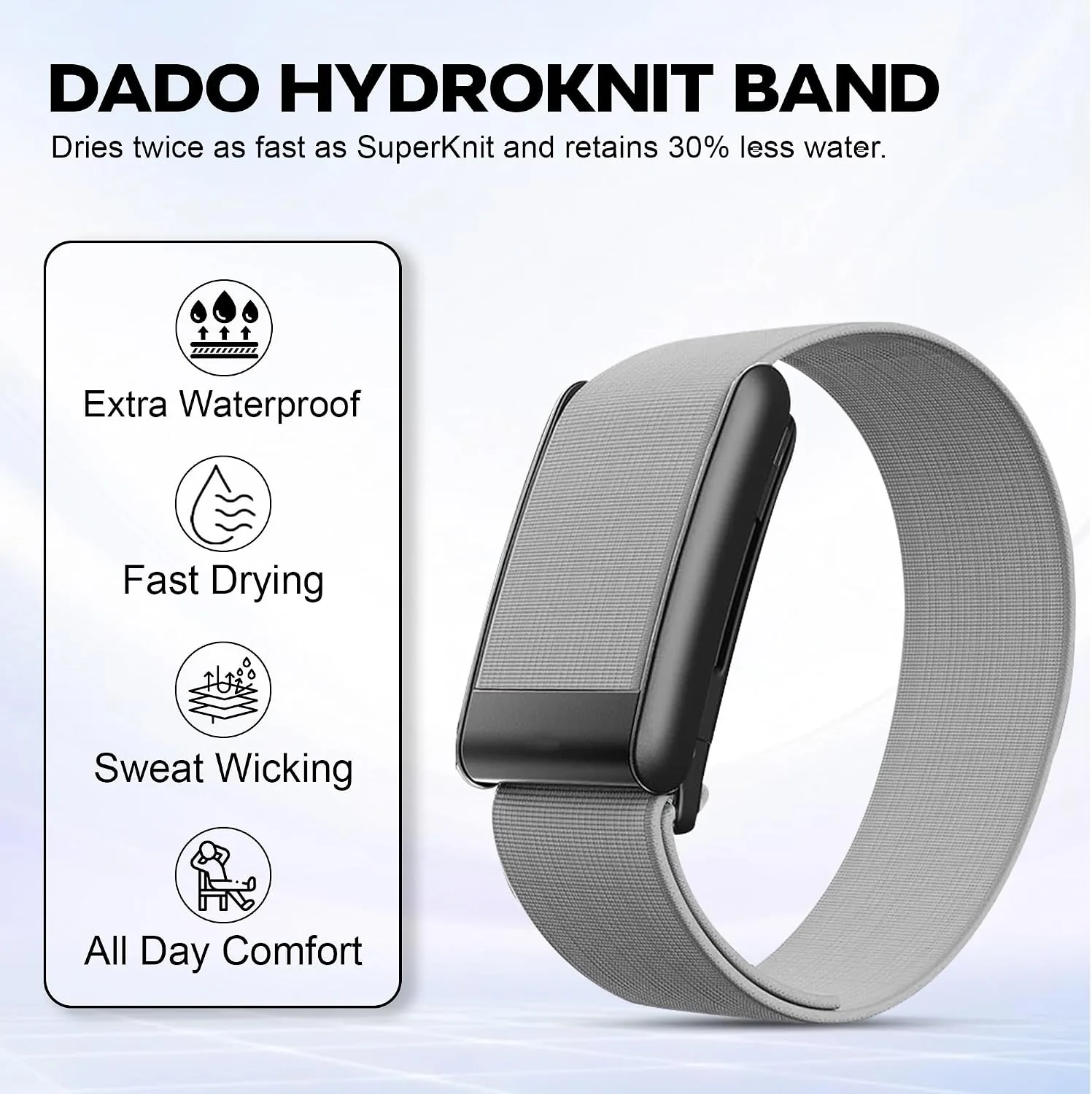 DADO HydroKnit Waterproof Nylon Sport Band Compatible with WHOOP 5.0, One, Peak, and Life | Elastic, Fast-Drying, Water-Resistant, and Comfortable Strap for Active Lifestyles