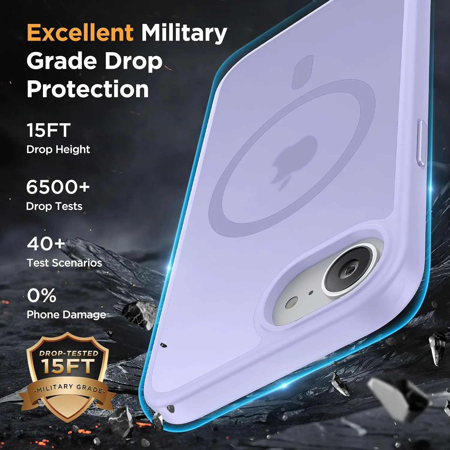 Miracase for iPhone 16e case & iPhone 17e Case for MagSafe [with 2×9H+ Screen Protectors] TOP Military-Grade Protection Shockproof with Velvet Touch for iPhone 16e/17e Phone Case 6.1", Light Purple