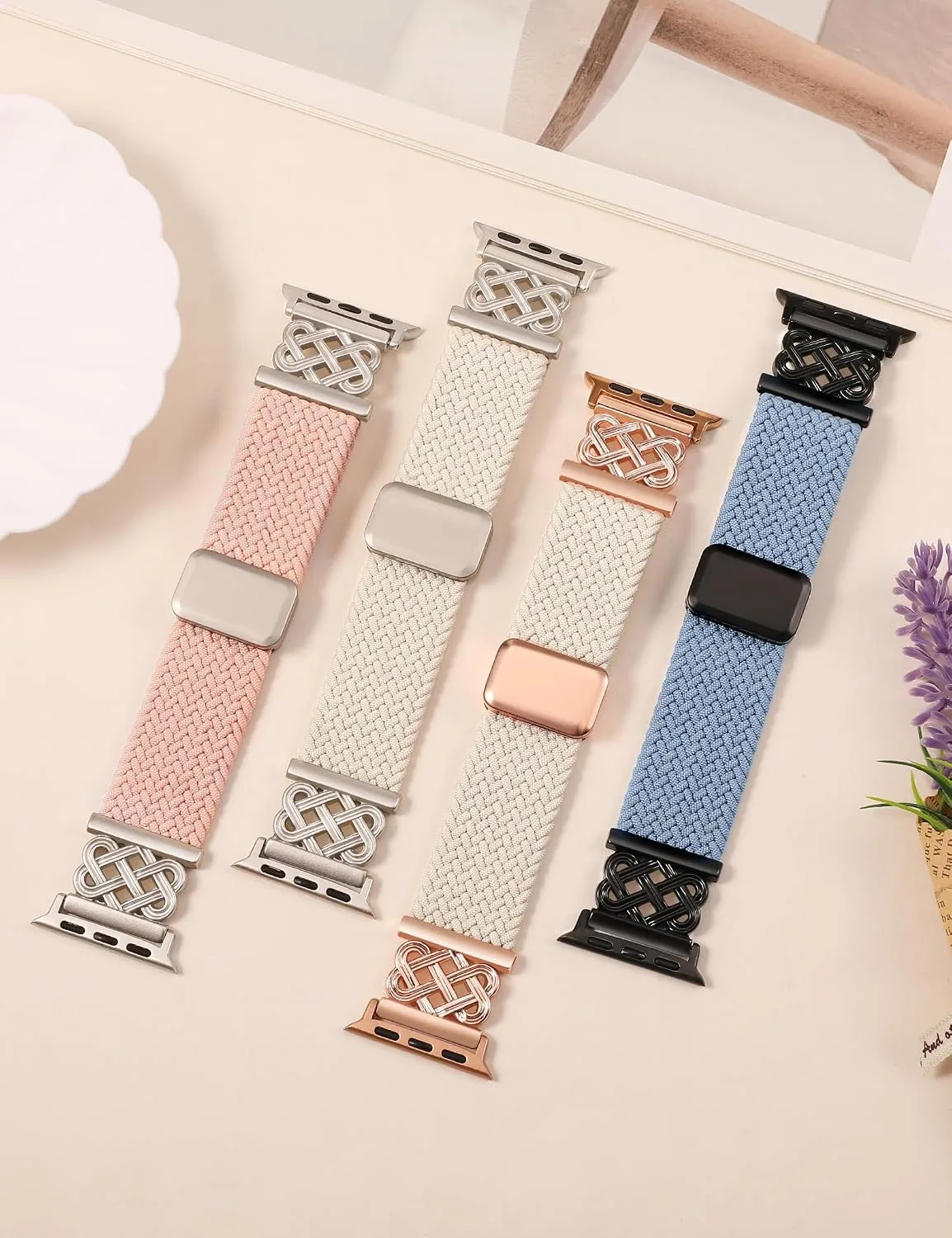 Braided Stretchy Band with Magnetic Clasp for Apple Watch Bands Women Men