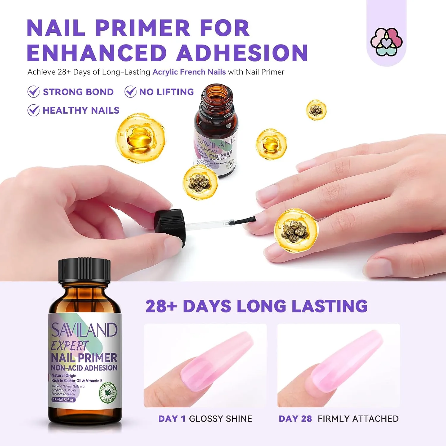 SAVILAND Acrylic Nail Kit, Keratin Acrylic Powder with French Tips