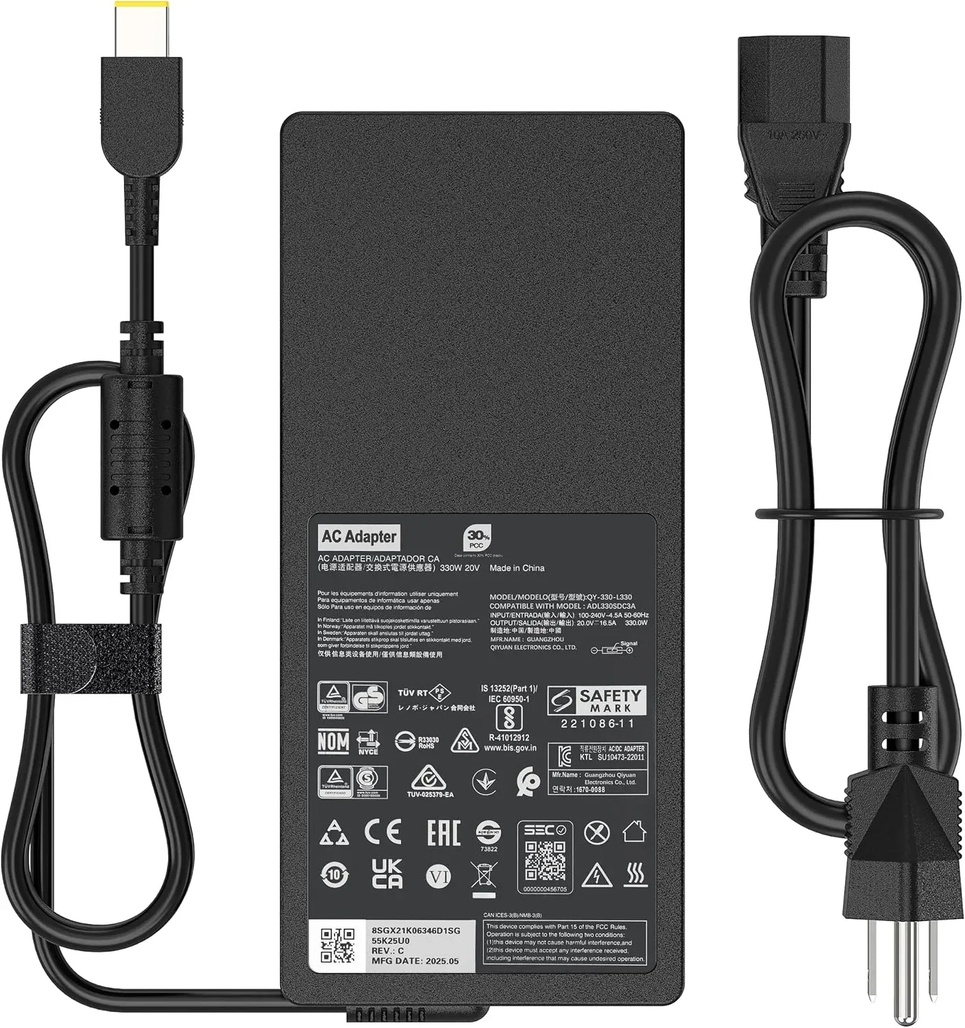 Cargador 330W Slim Tip compatible con Lenovo Legion 9 9i Pro 7 7i Pro 5 5i
