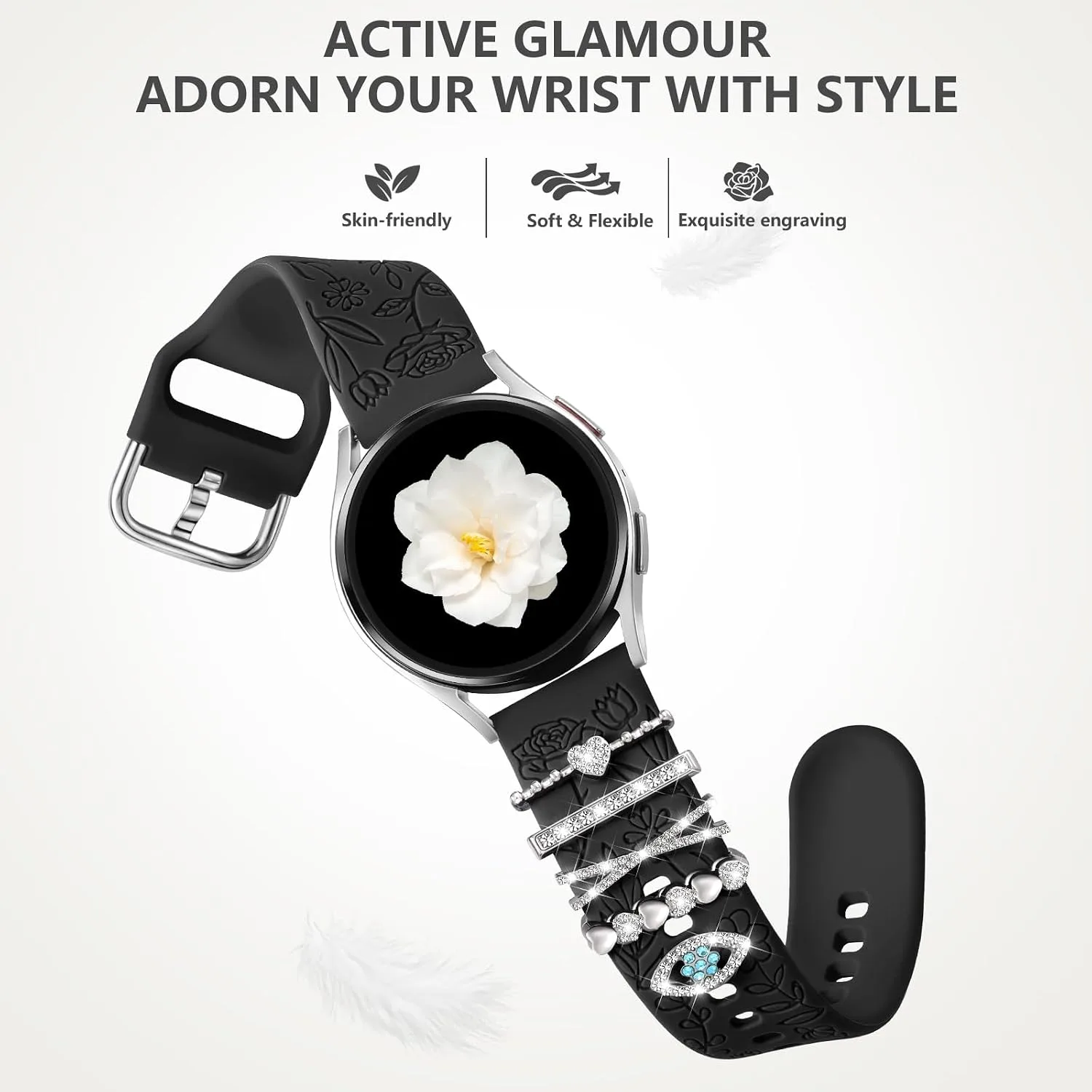 DaQin Flower Engraved Band Compatible with Samsung Galaxy Watch 7 Bands