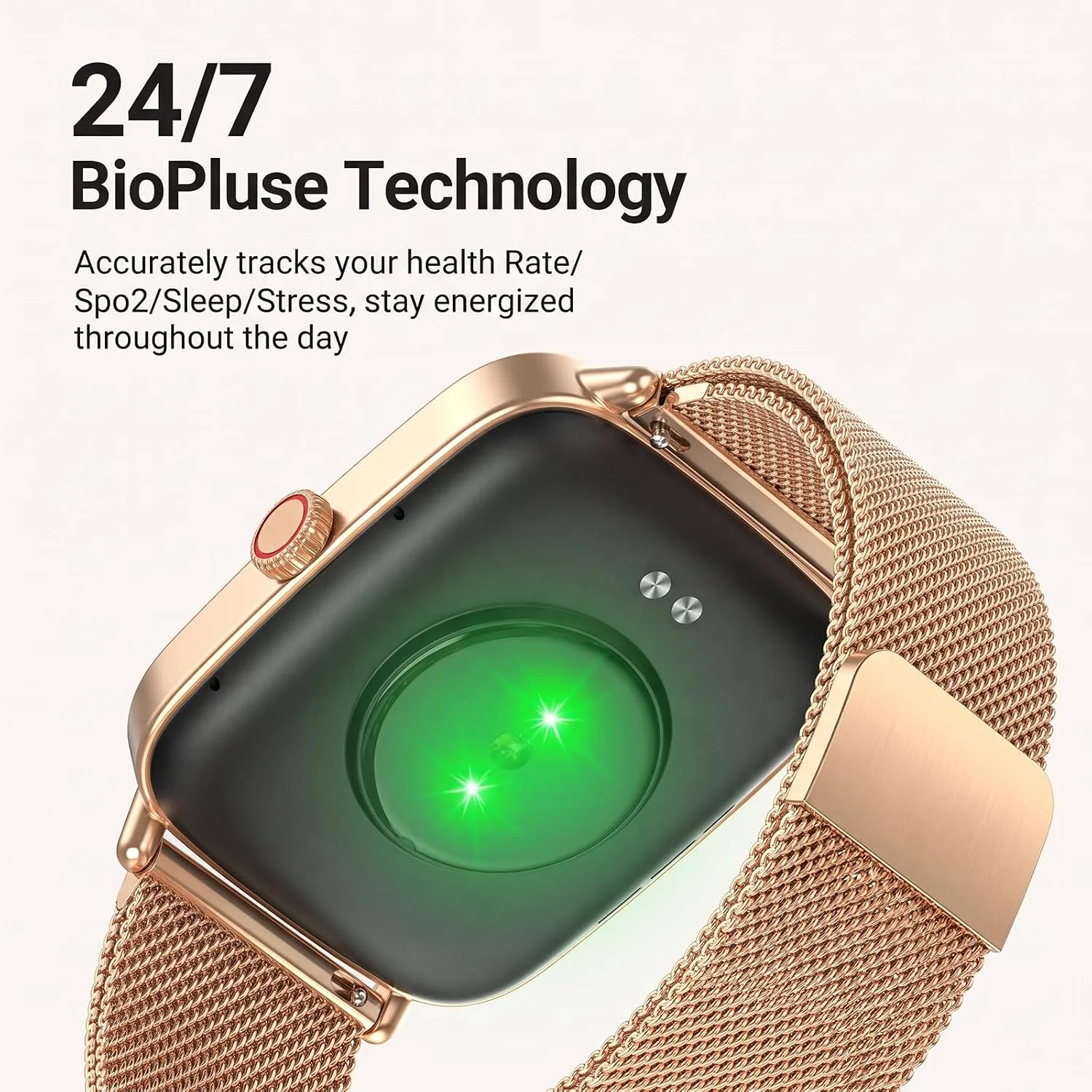 Fitpolo Smart Watches for Women Men,1.85" HD Smartwatch for Android iPhone with Bluetooth Calls, Heart Rate Sleep Monitor, 120+ Sports Modes, IP68 Waterproof, 7-Day Battery - Stainless Steel Gold