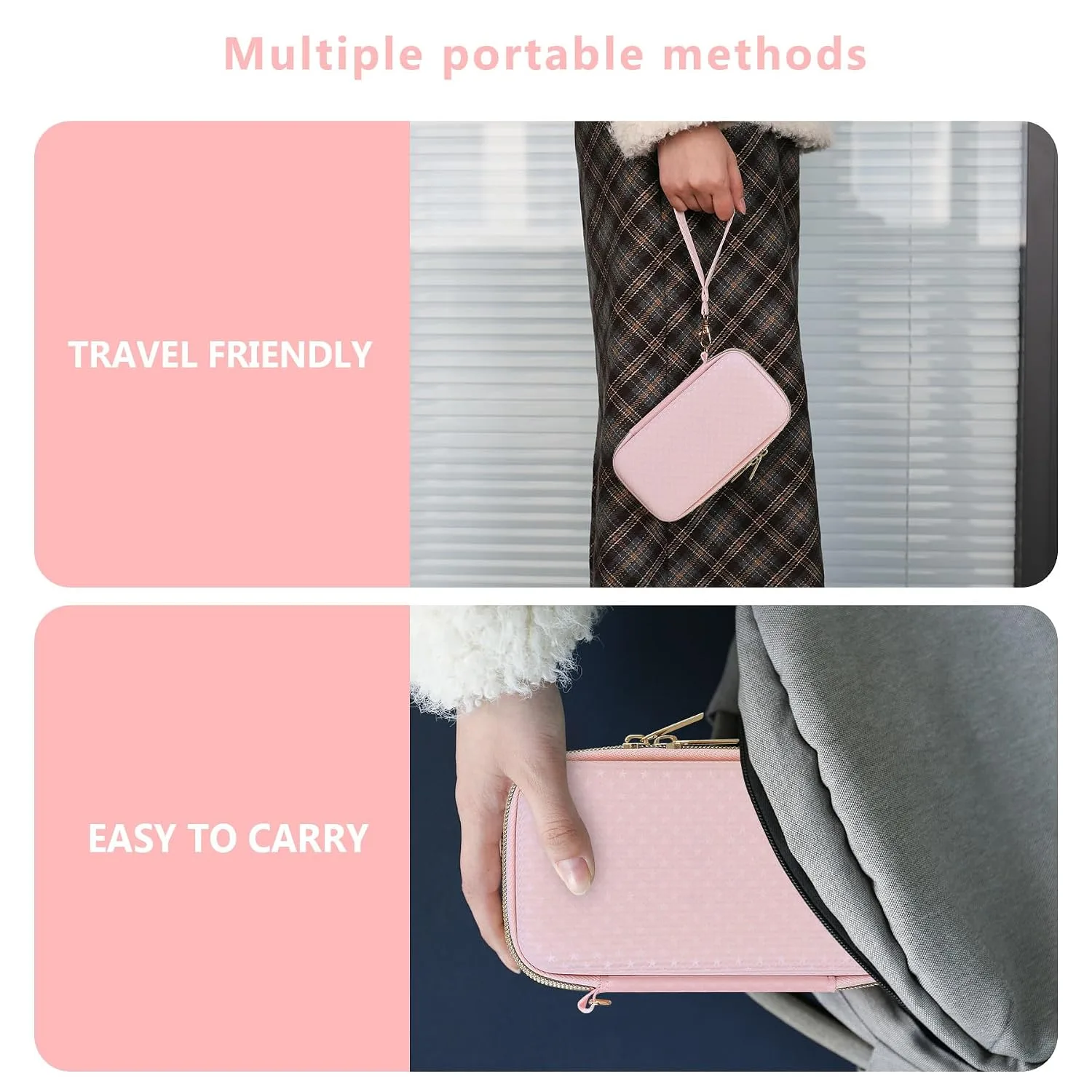 Supmay Hard Carrying Case Compatible with Nintendo DS Lite NDSL, Gameboy Advance Games Storage Holder Travel Bag with Mesh Pocket for USB Charging Cable, Stylus, Earphones, Game Cartridge, Pink