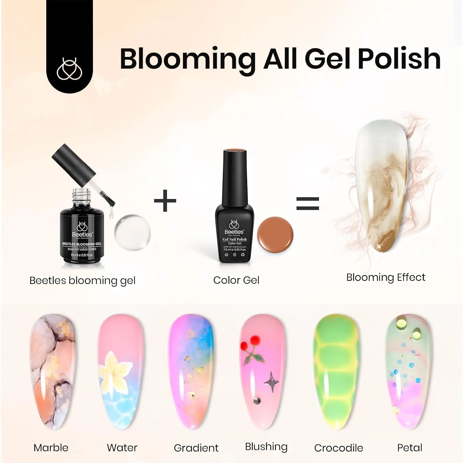 Beetles 2Pcs Blooming Gel for Nail Art, Watercolor & Marble Nail