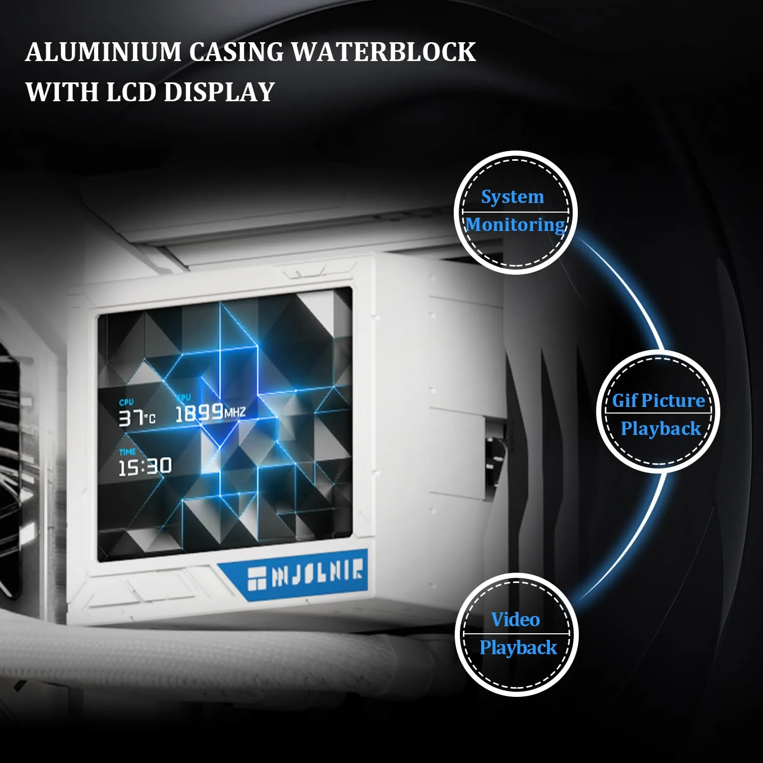 Thermalright Mjolnir Vision 360 UB PRO ARGB White CPU Aio Cooler,PC 360 Specification Water Cooler System with Inline Fan,3.5’’ LCD Screen with 640x480 Resolution,for AM4/AM5;Intel 1700/1851/115X/2011
