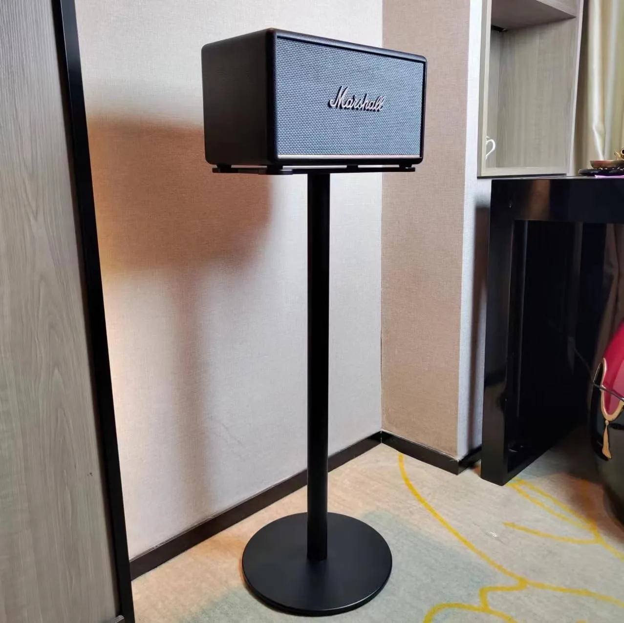 Speaker Stand Compatible with Marshall Woburn/Acton/Stanmore Bluetooth Wireless Speaker (2/3/4 Generation Universal) Aluminum Alloy Material Hidden Power Cord (Stanmore(2/3/4 Black Single)